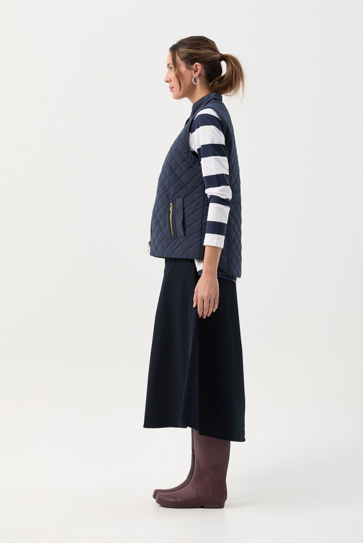 Goondiwindi Cotton Outerwear Longline Quilted Vest - Navy