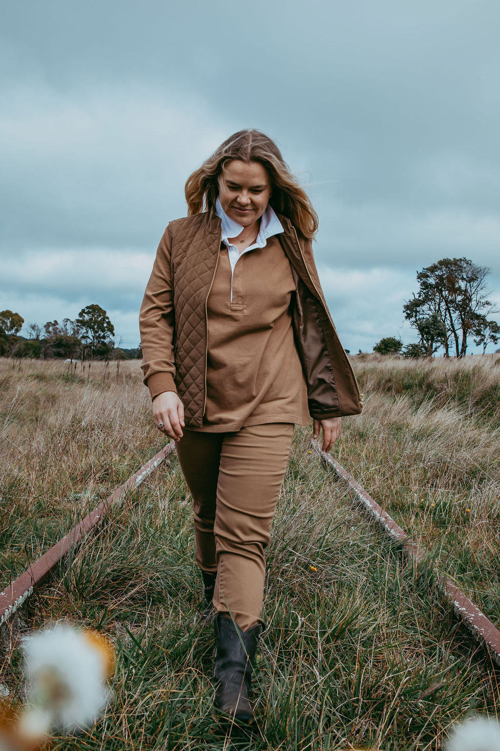 GC Original Solid Colour Rugby - Tobacco by Goondiwindi Cotton. Timeless women’s fashion using natural fibres and classic shapes