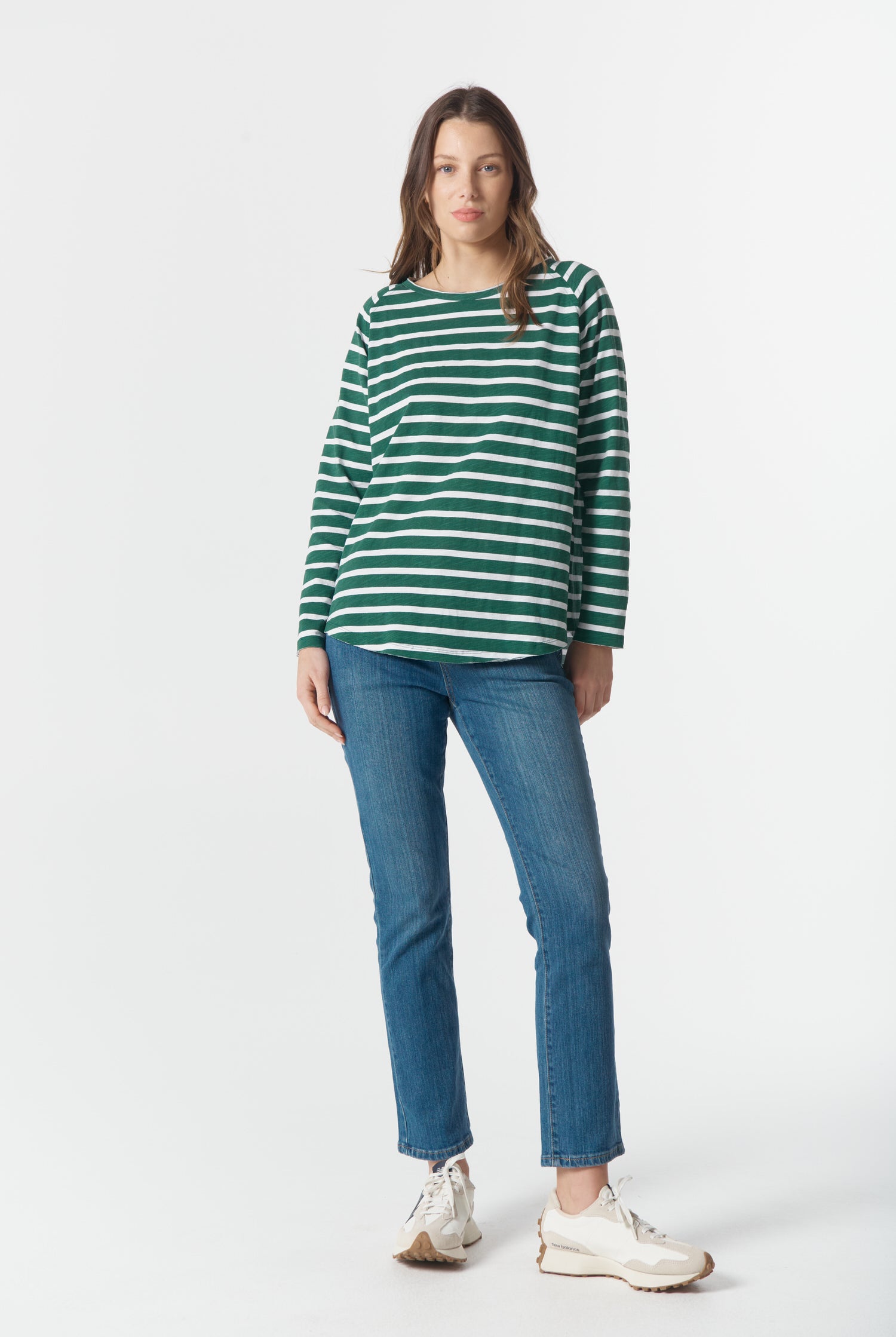 cloth+paper+scissors Tees The Hero Stripe Raglan Tee - White/Rainforest