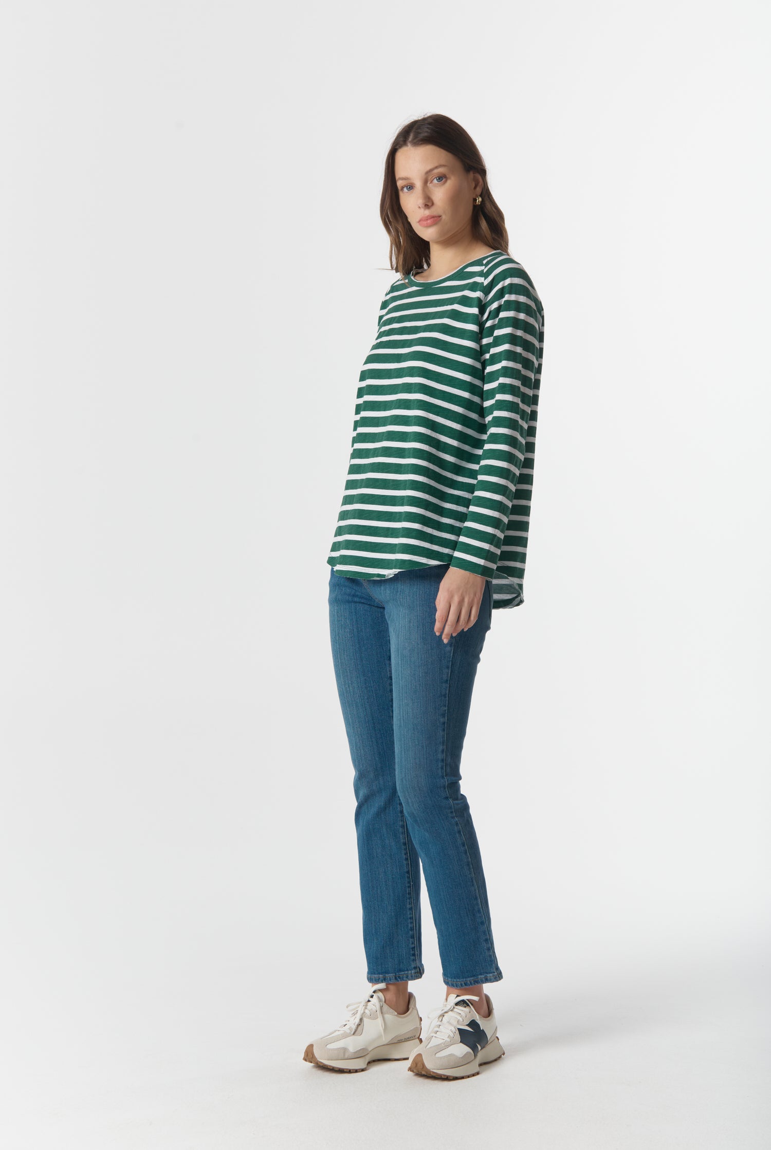 cloth+paper+scissors Tees The Hero Stripe Raglan Tee - White/Rainforest