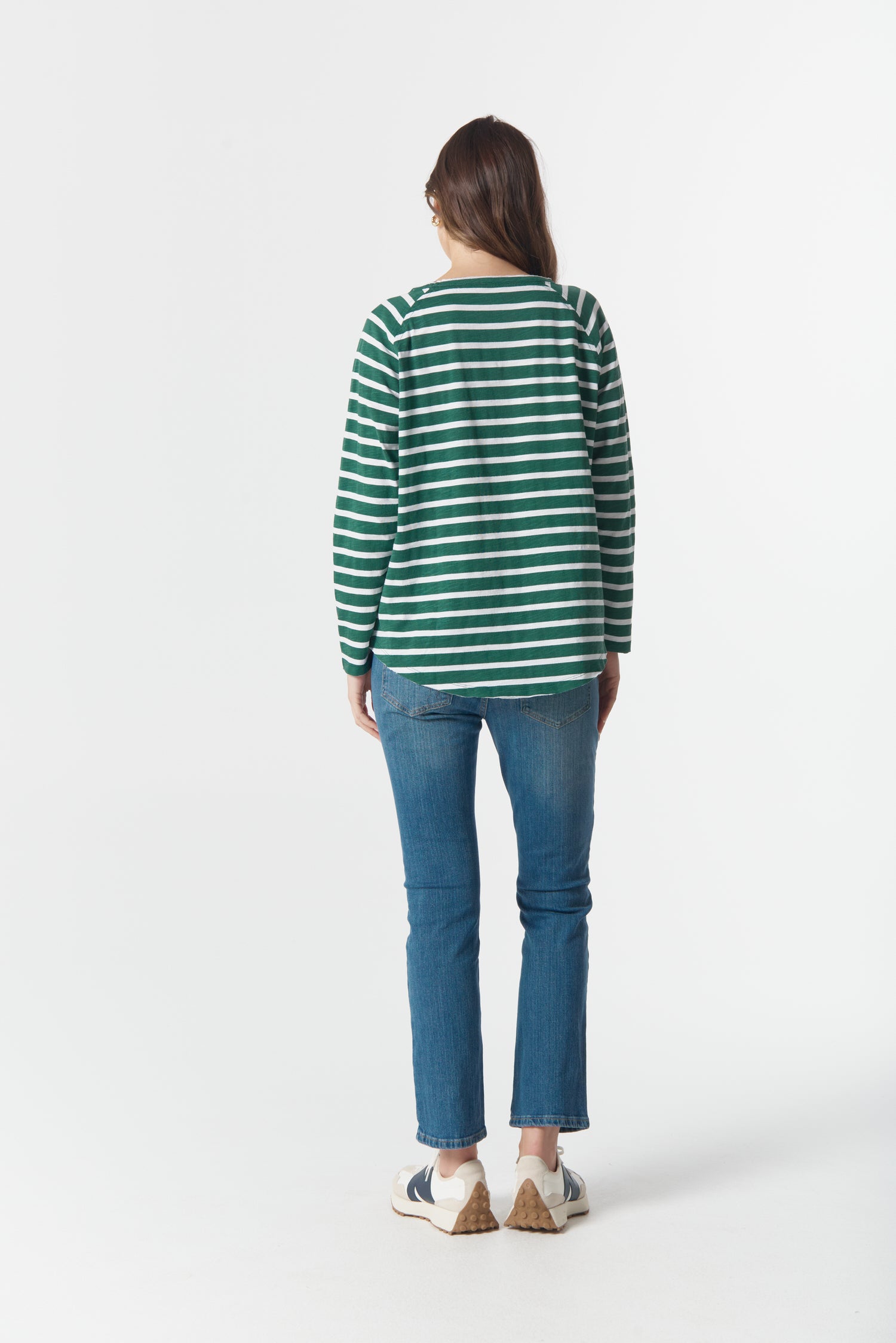 cloth+paper+scissors Tees The Hero Stripe Raglan Tee - White/Rainforest