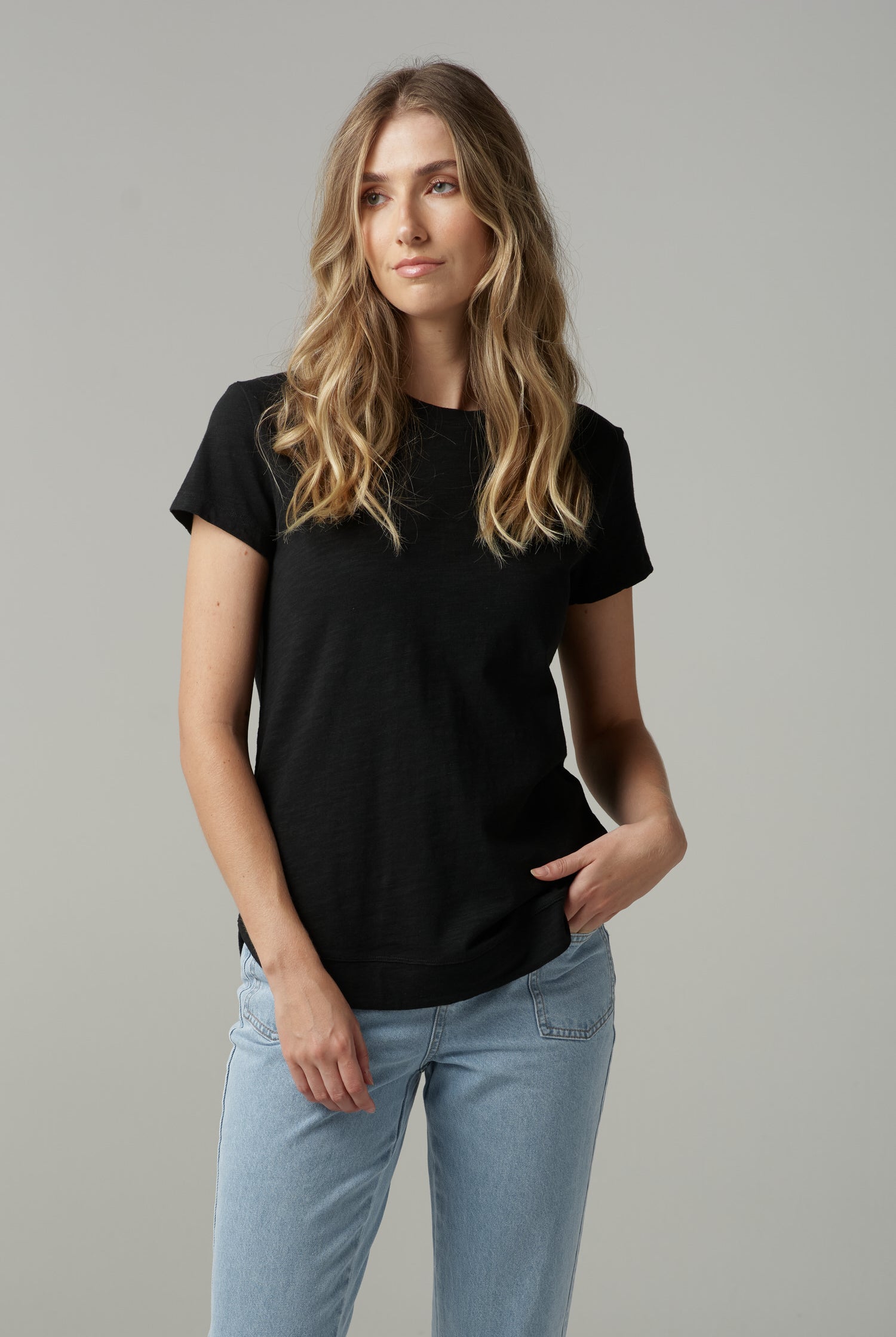 cloth+paper+scissors Tees Fern Cotton Shaped Hem Tee - Black