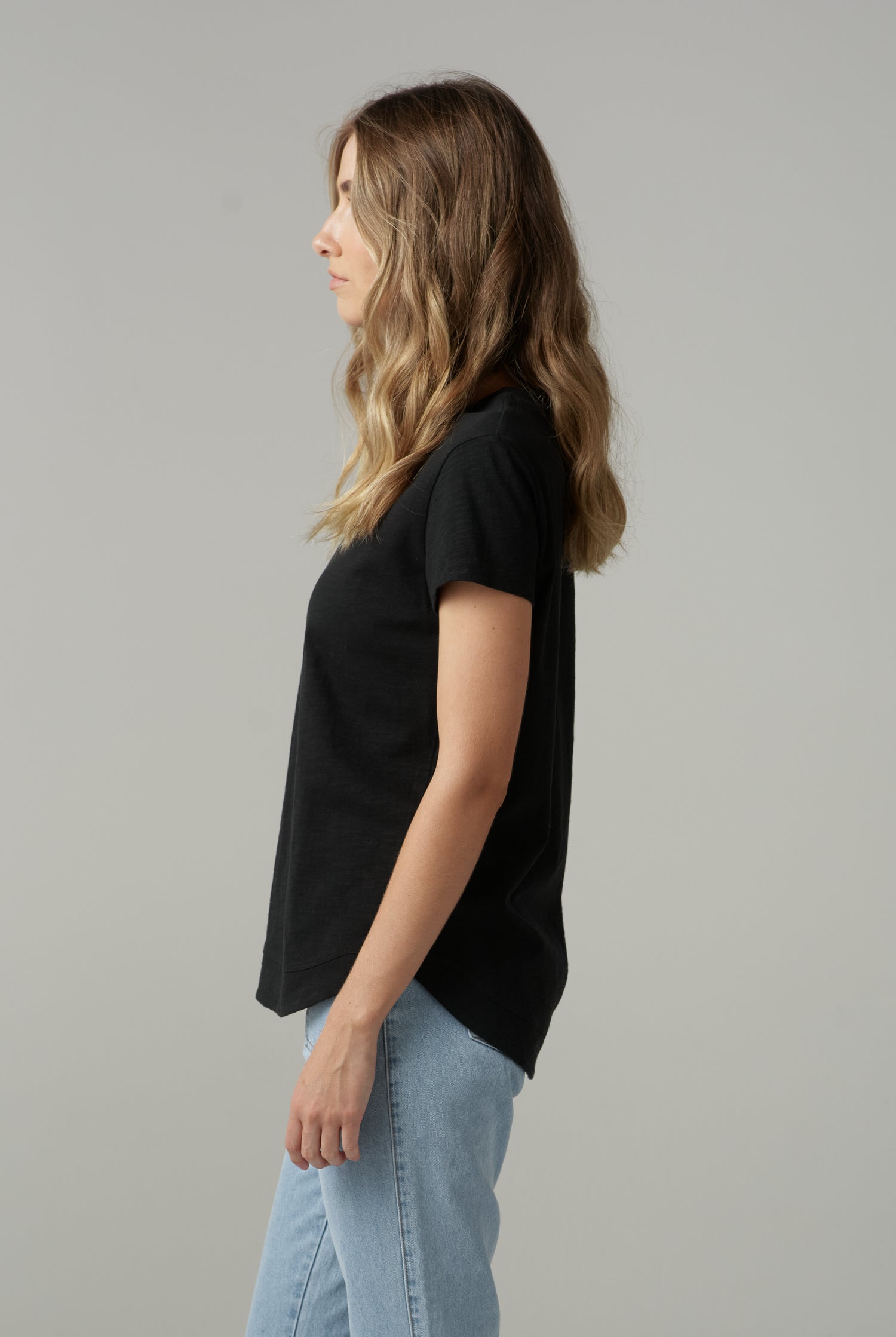 cloth+paper+scissors Tees Fern Cotton Shaped Hem Tee - Black