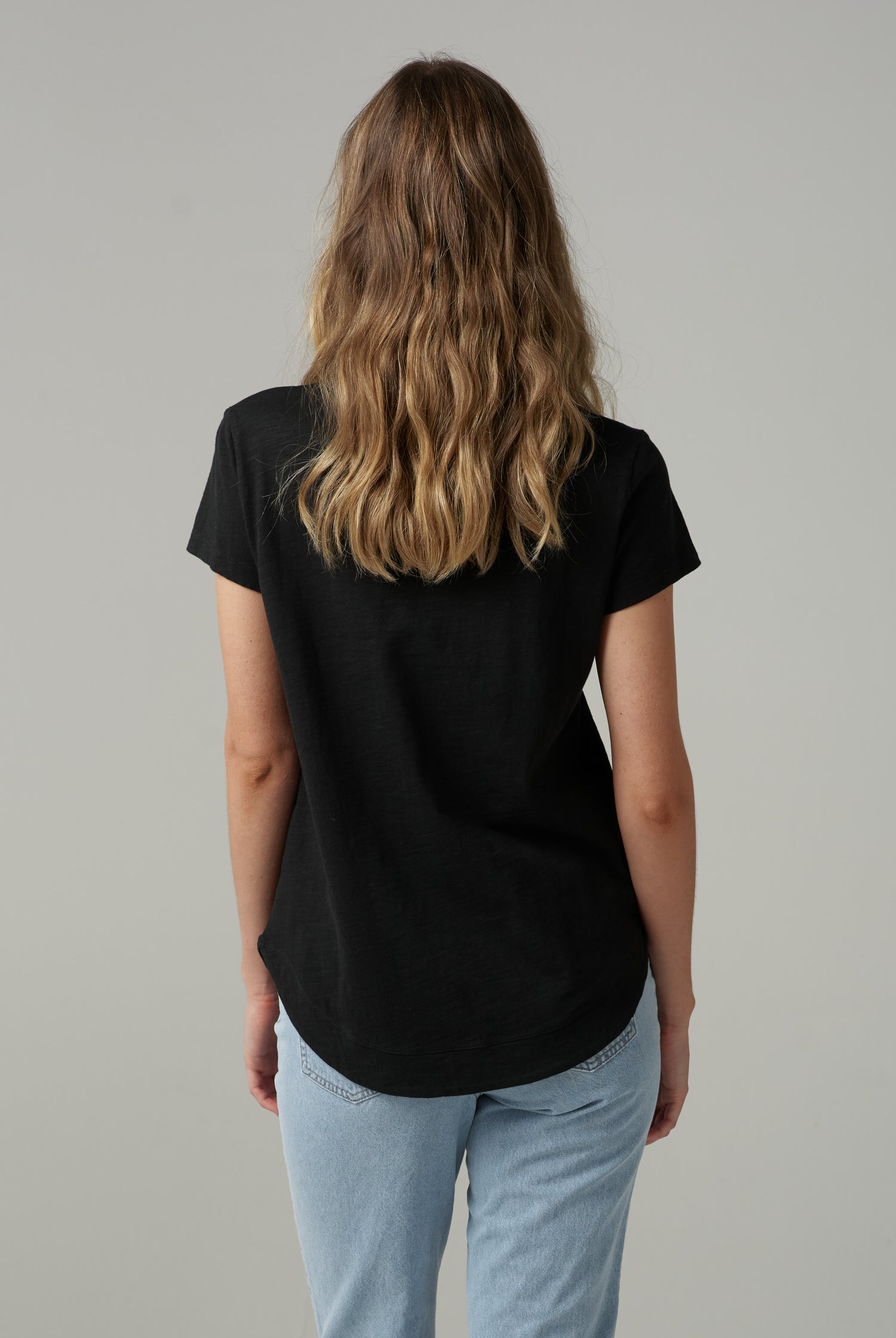 cloth+paper+scissors Tees Fern Cotton Shaped Hem Tee - Black