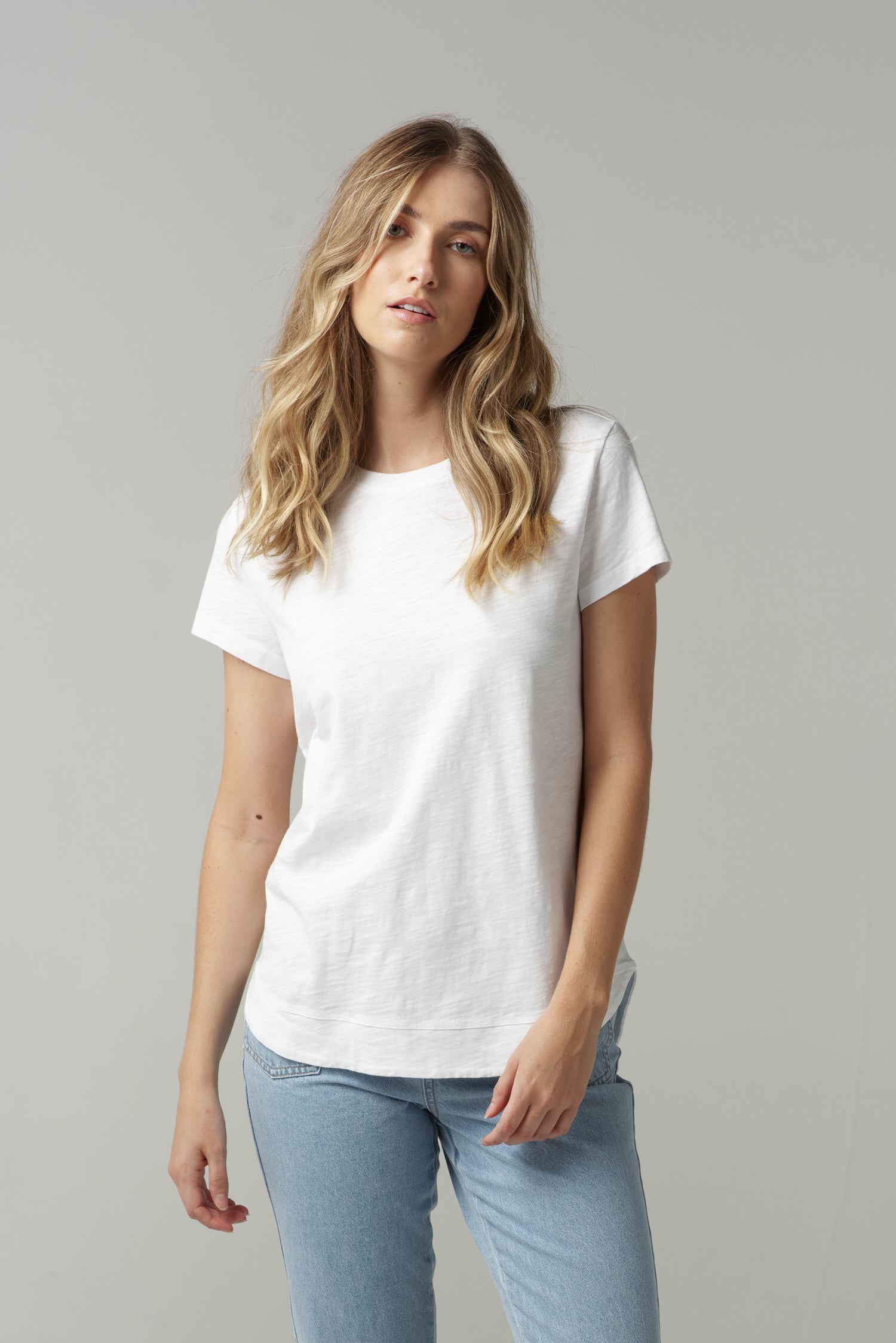 Fern Cotton Shaped Hem Tee - White by cloth+paper+scissors. Timeless women’s fashion using natural fibres and classic shapes