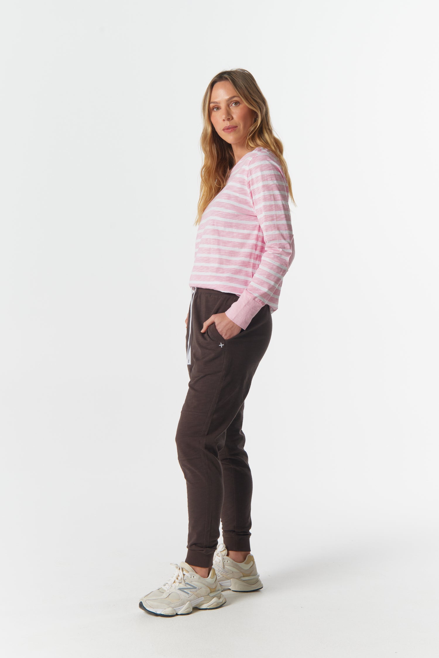 cloth+paper+scissors Tees The Show Stopper Stripe Tee - White/Pink A Boo