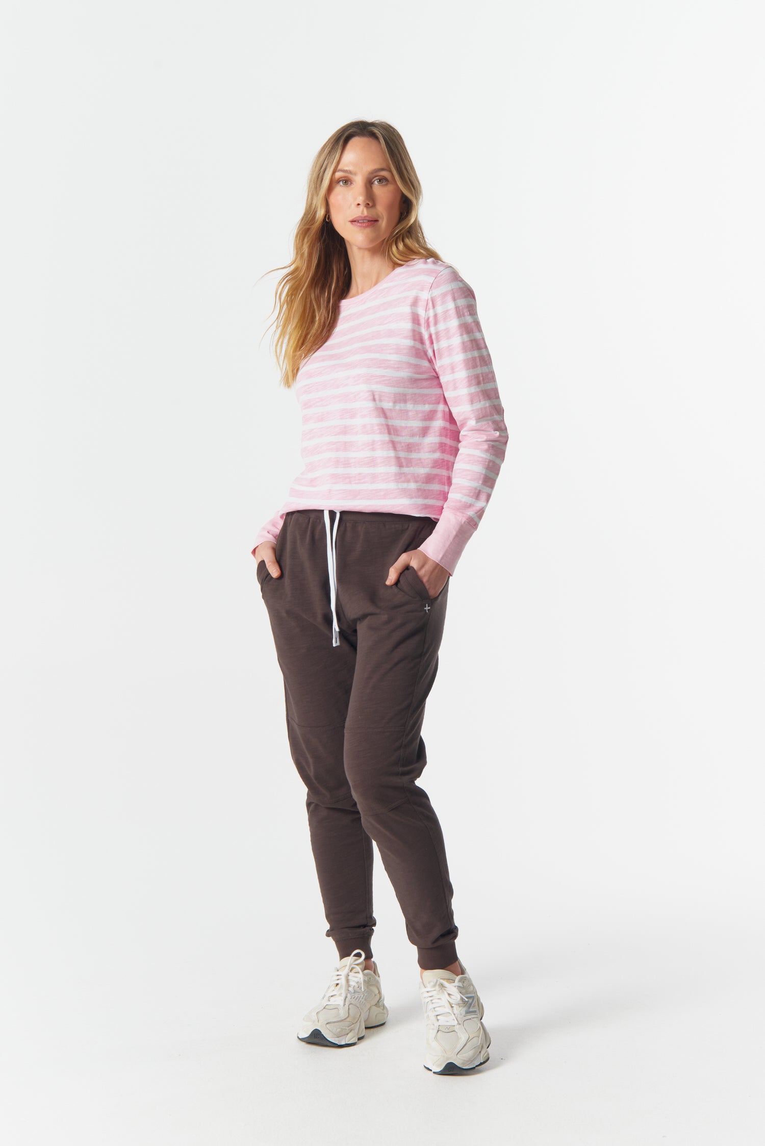 cloth+paper+scissors Tees The Show Stopper Stripe Tee - White/Pink A Boo