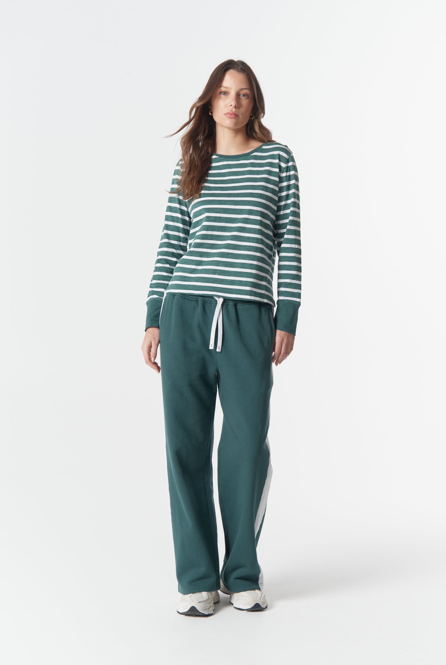 cloth+paper+scissors Tees The Show Stopper Stripe Tee - White/Rainforest
