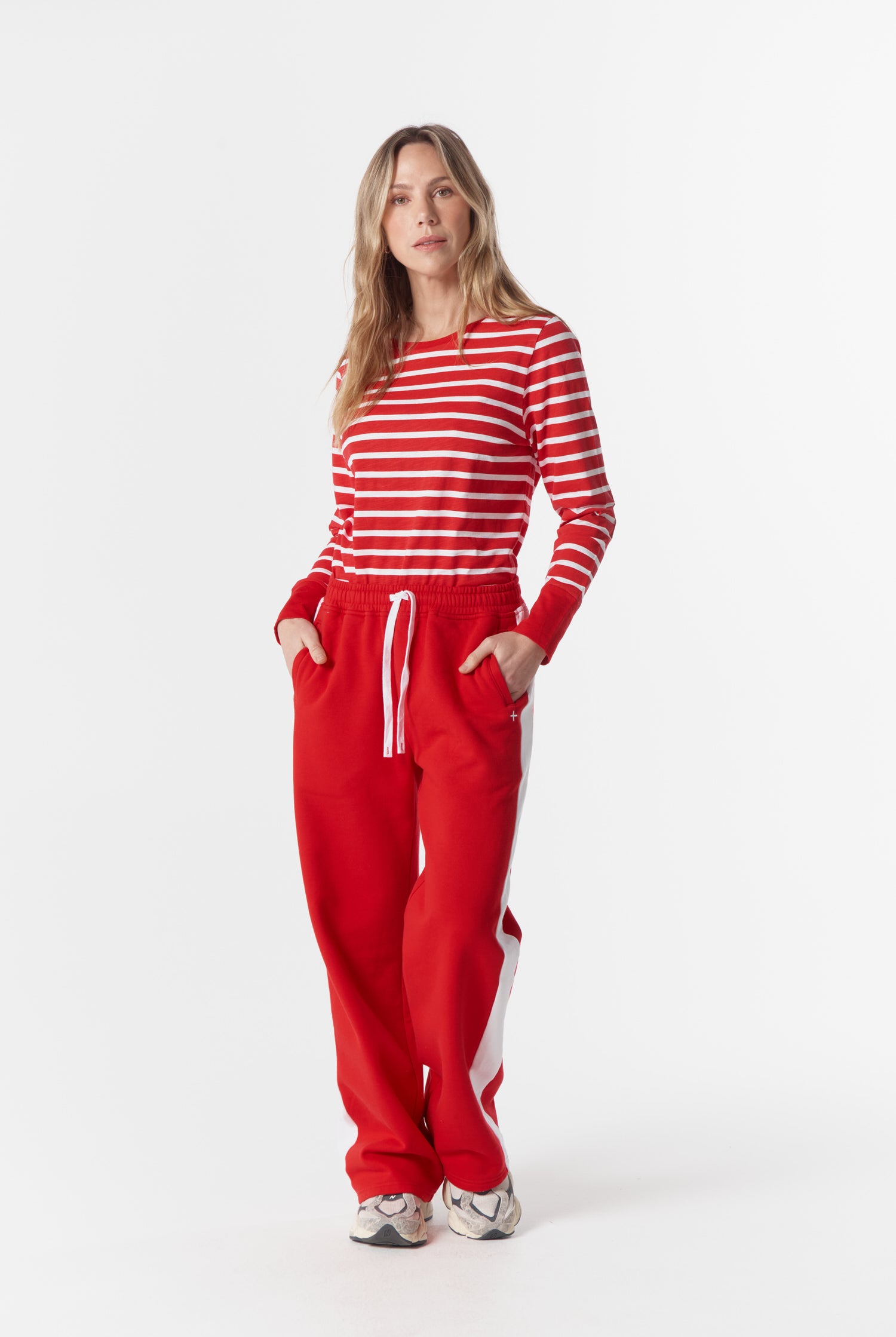 cloth+paper+scissors Tees The Show Stopper Stripe Tee - White/Salsa