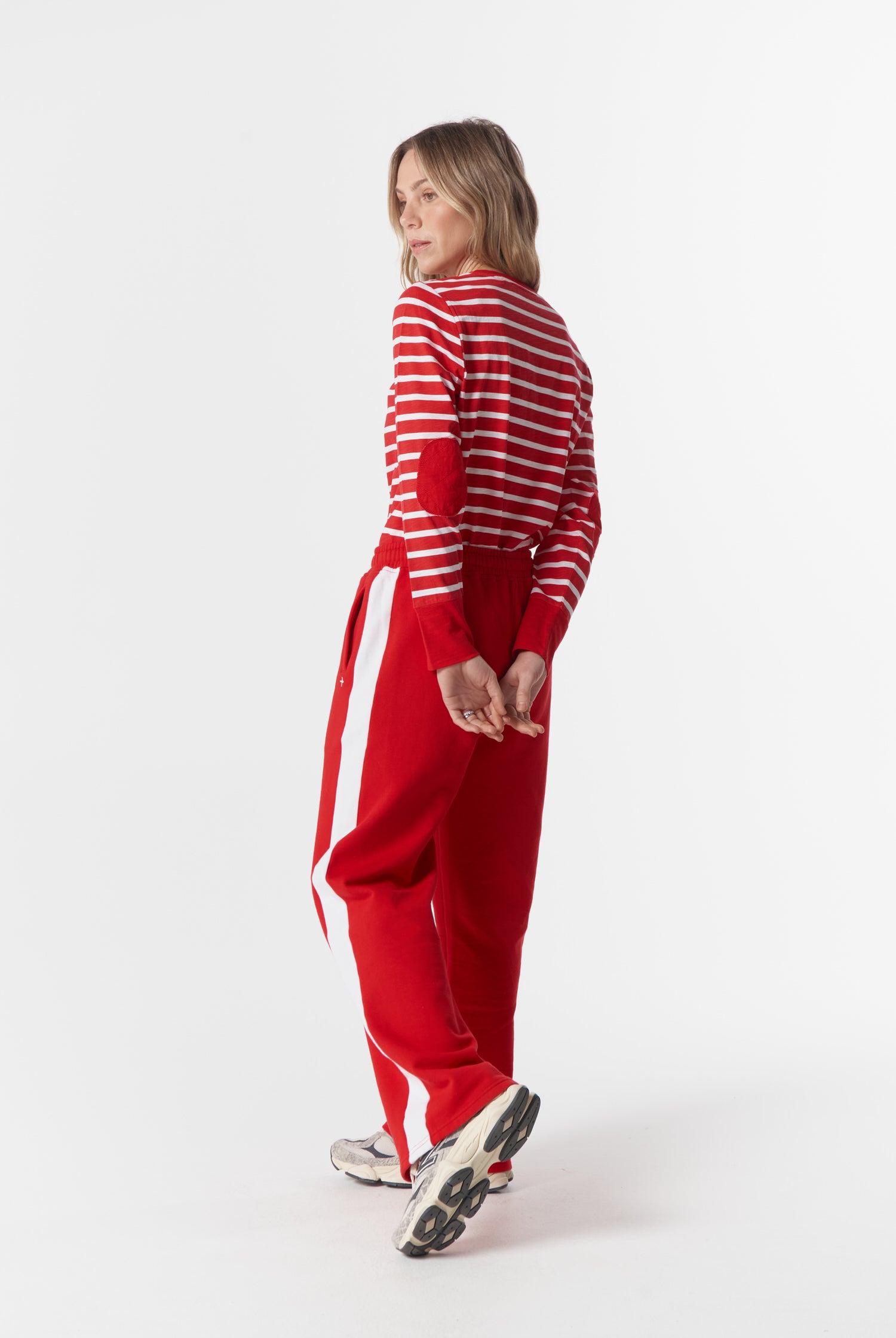 cloth+paper+scissors Tees The Show Stopper Stripe Tee - White/Salsa