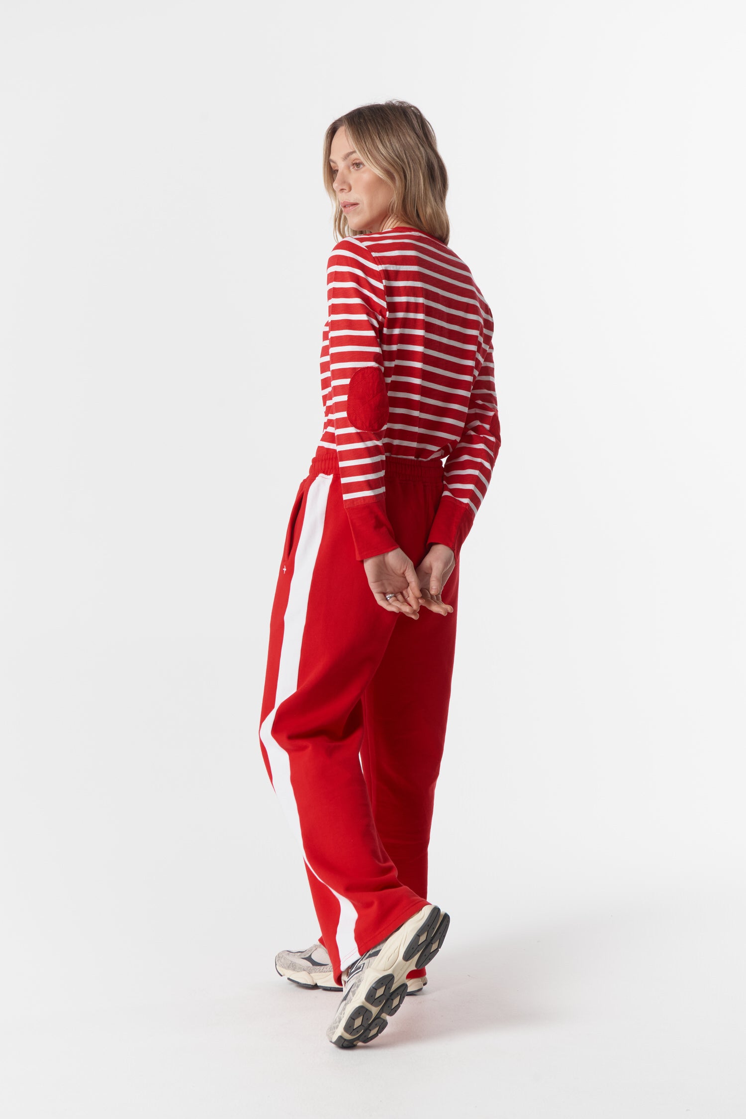 cloth+paper+scissors Tees The Show Stopper Stripe Tee - White/Salsa