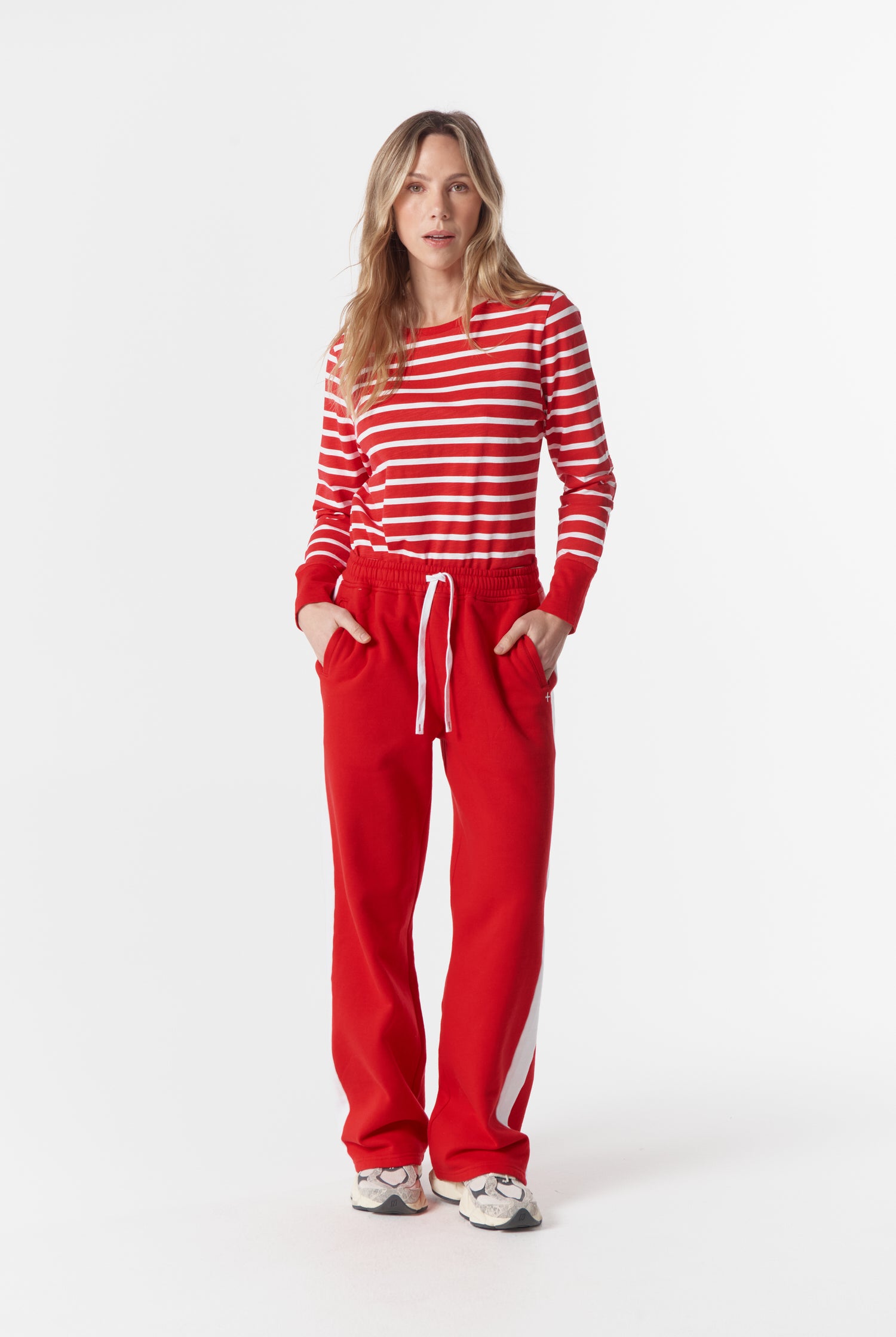 cloth+paper+scissors Tees The Show Stopper Stripe Tee - White/Salsa