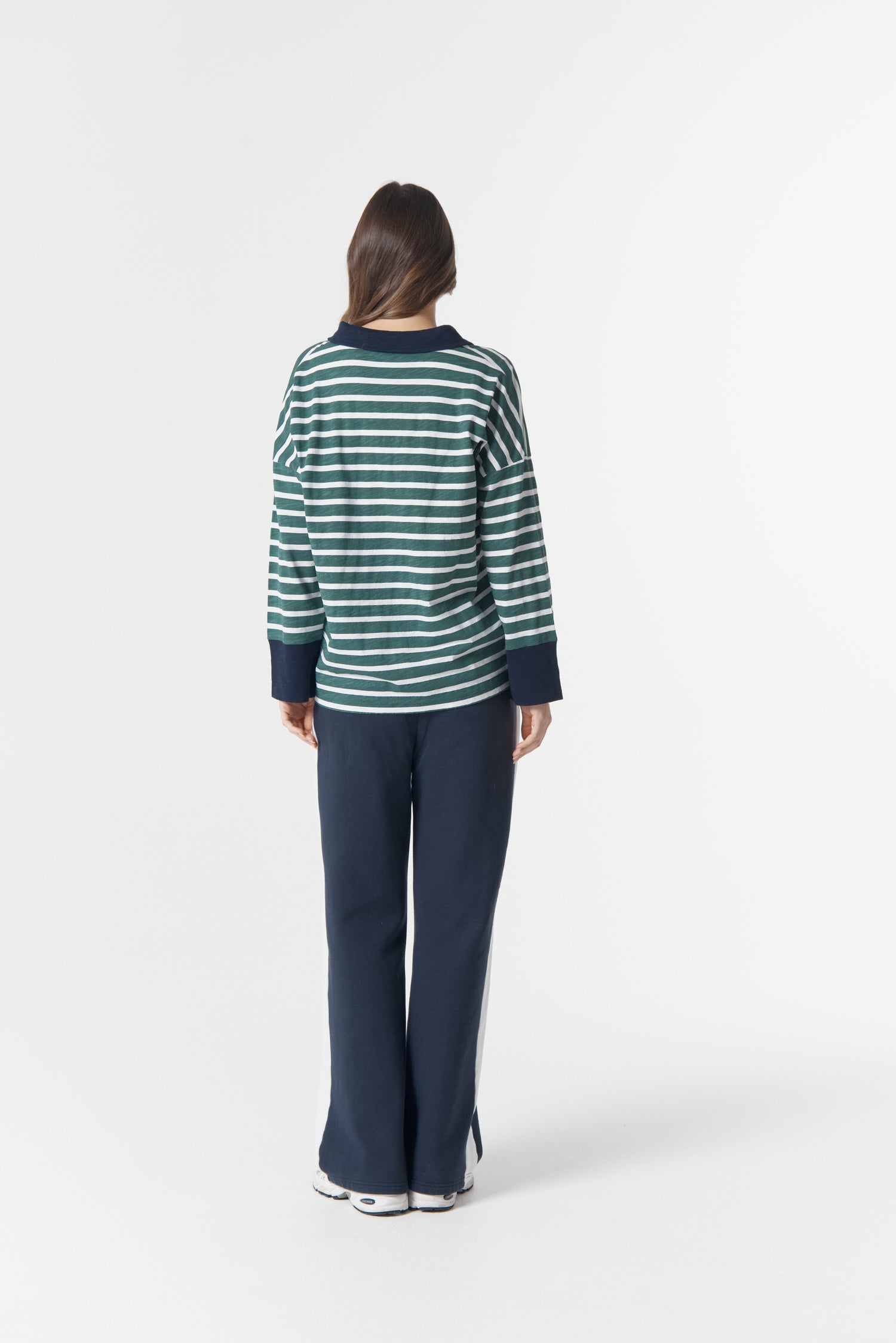 cloth+paper+scissors Tees The Breezy Stripe Polo - White/Rainforest/Navy