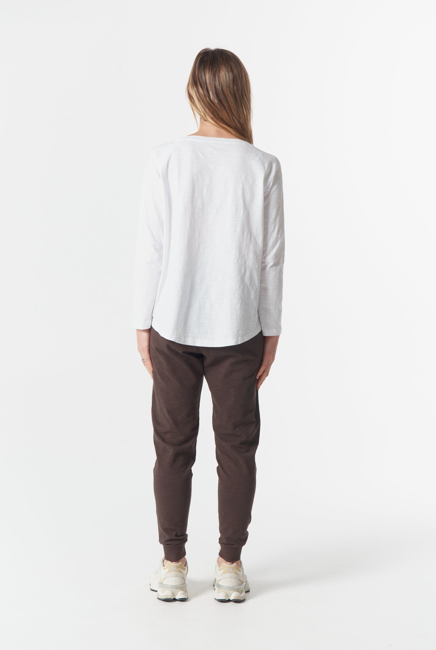 cloth+paper+scissors Tees Come Back Queen Cross Long Sleeve Tee - White/Pink A Boo