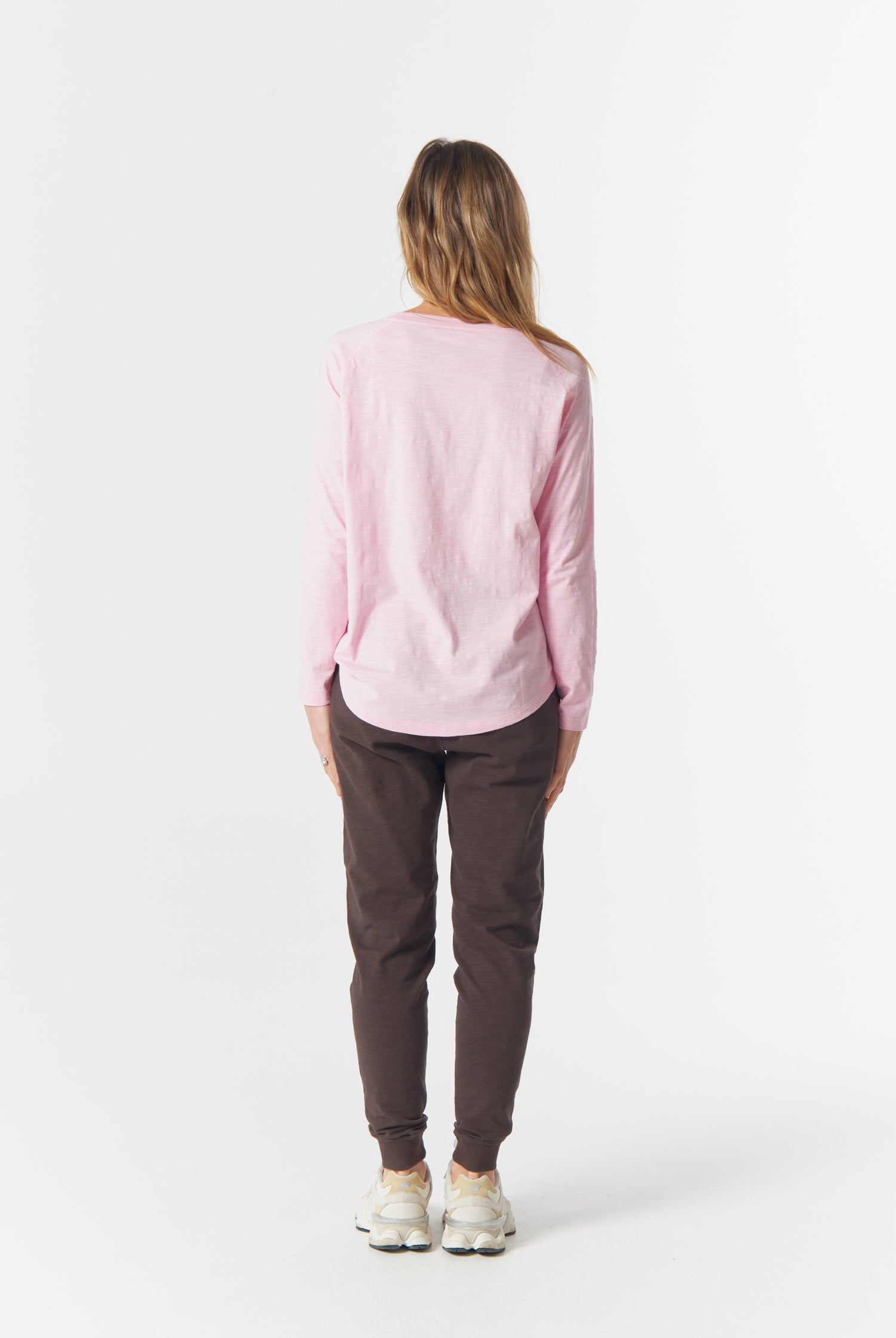 cloth+paper+scissors Tees The Feature Raglan Tee - Pink A Boo/Chocolate Torte