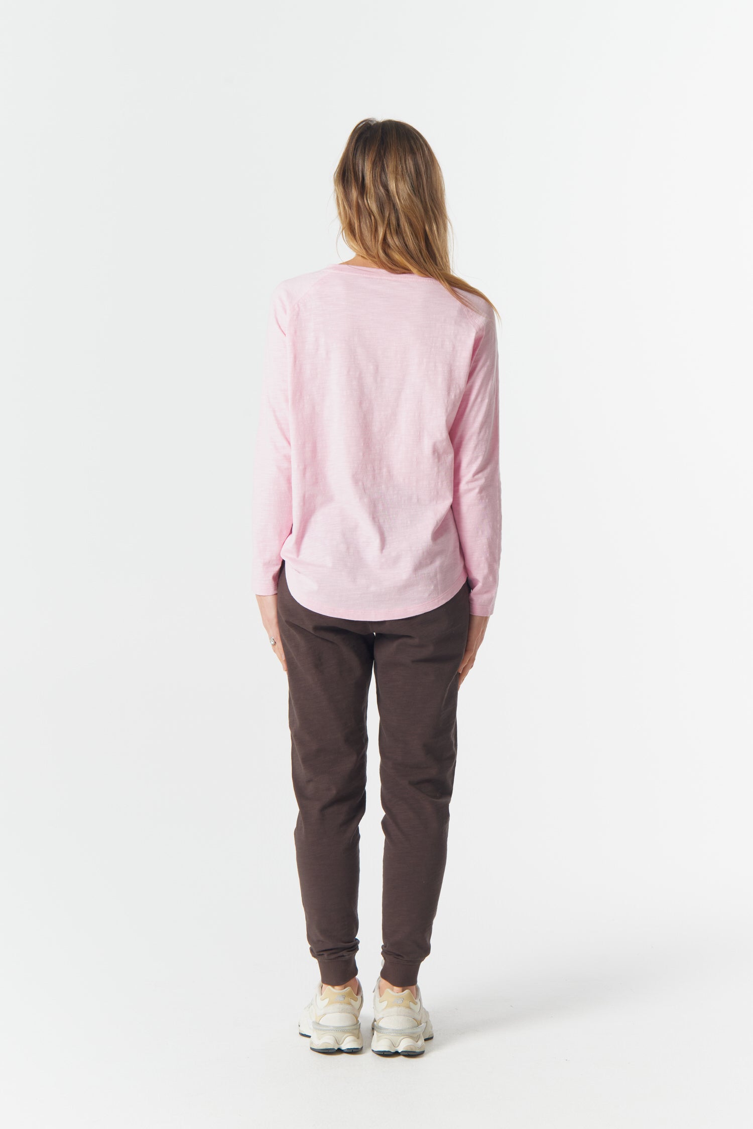 cloth+paper+scissors Tees The Feature Raglan Tee - Pink A Boo/Chocolate Torte