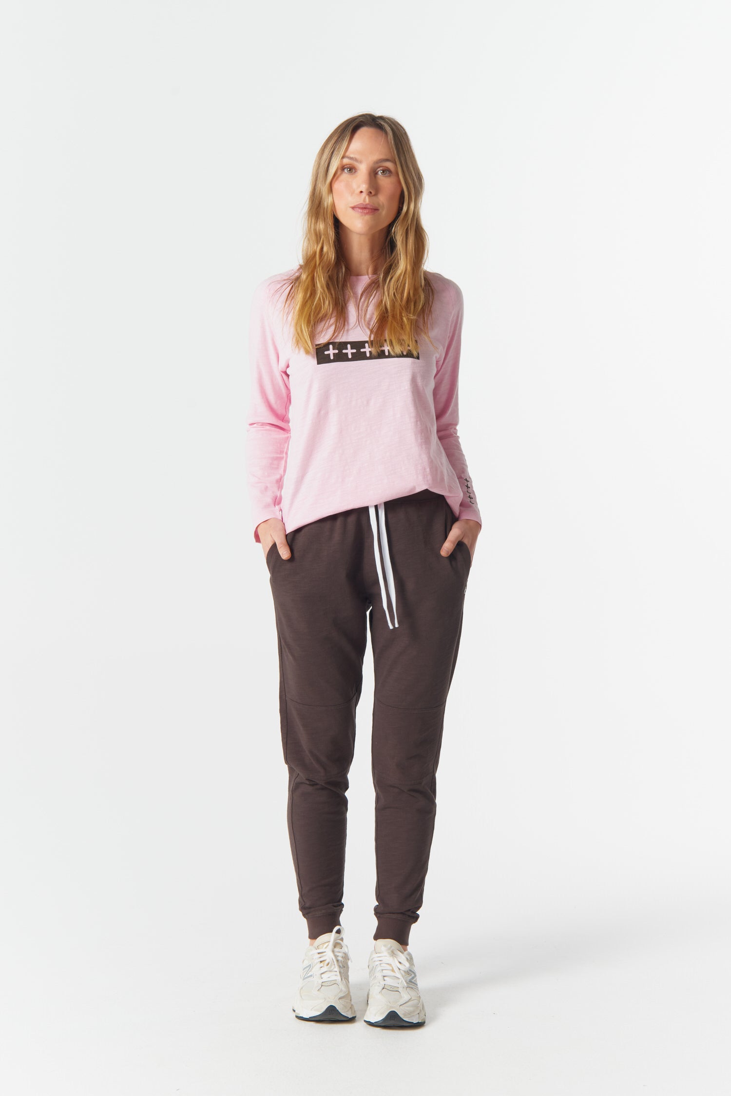 cloth+paper+scissors Tees The Feature Raglan Tee - Pink A Boo/Chocolate Torte