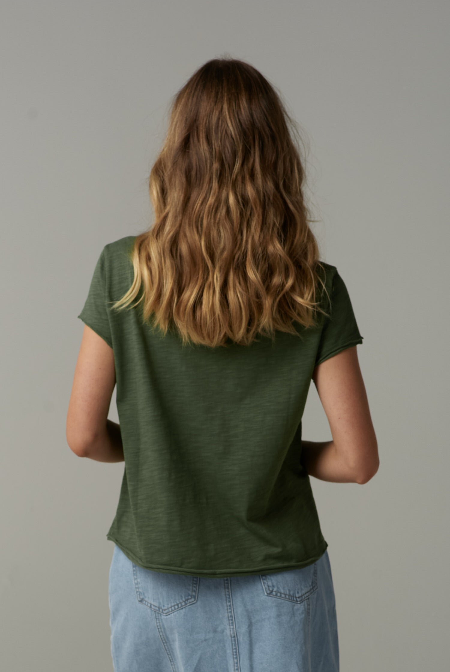 cloth+paper+scissors Tees Front Split Cotton Tee - Fairway Green