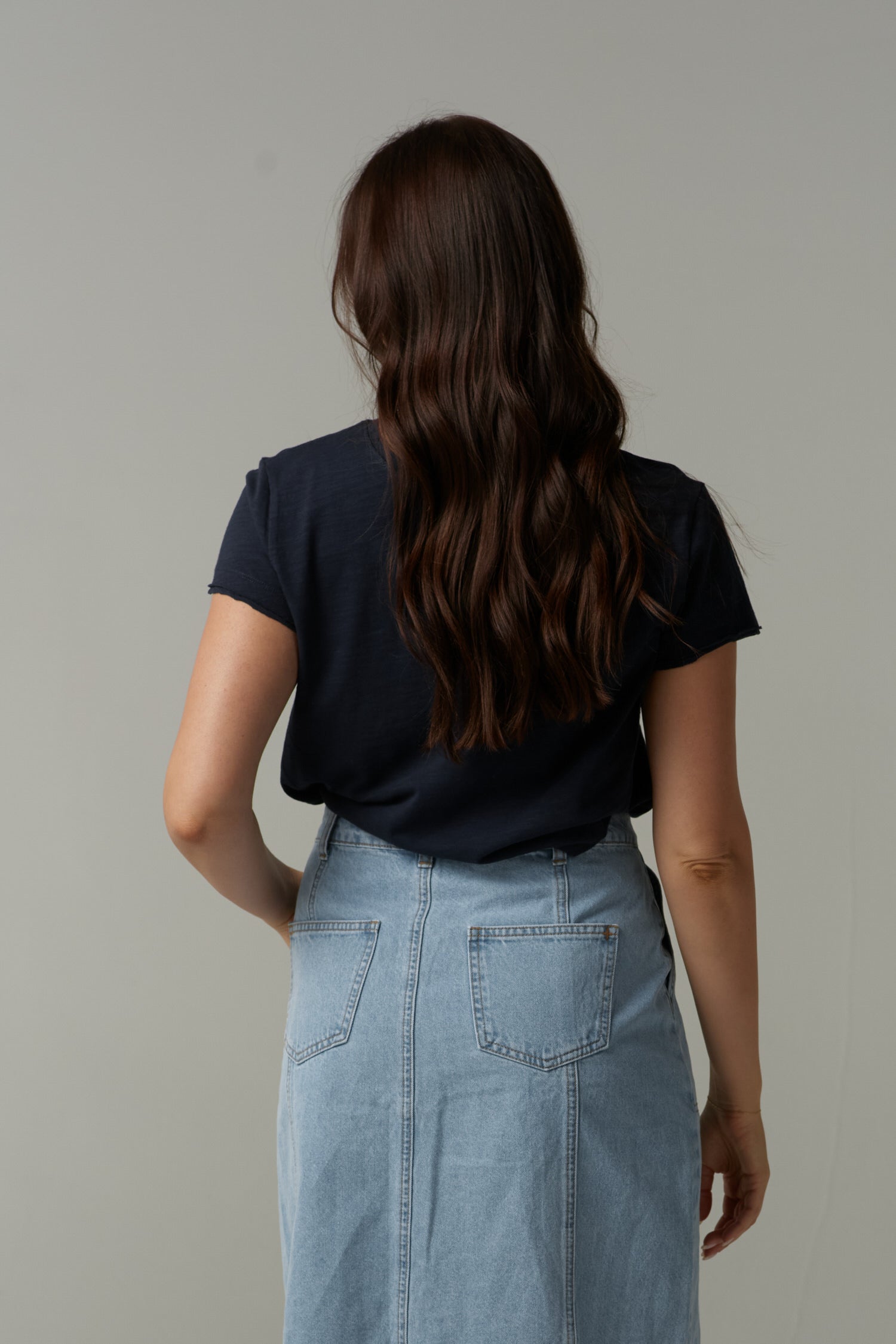 cloth+paper+scissors Tees Front Split Cotton Tee - Parisian Navy