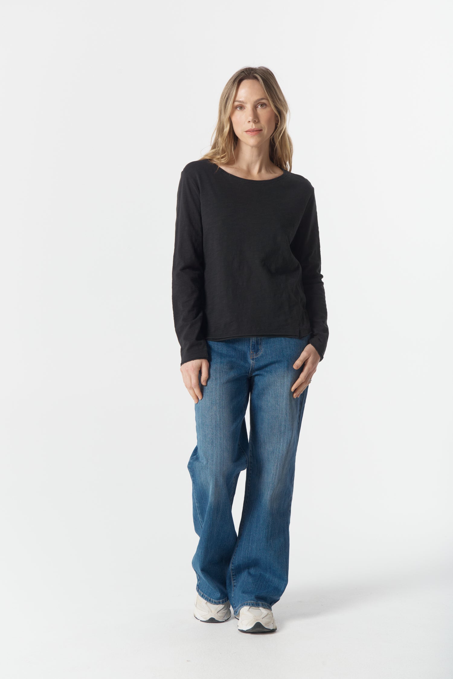 cloth+paper+scissors Tees The Front Split Long Sleeve Tee - Black