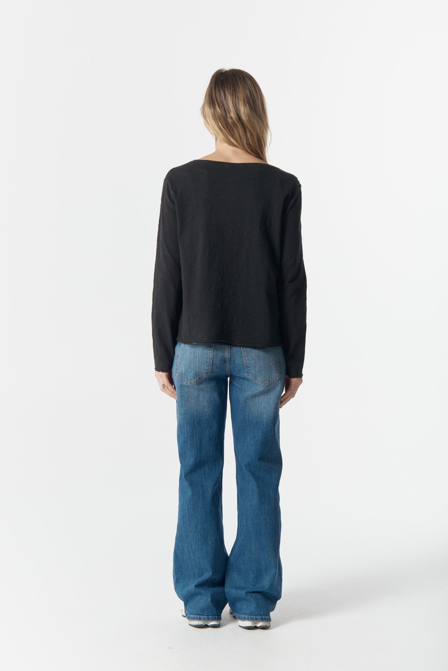 cloth+paper+scissors Tees The Front Split Long Sleeve Tee - Black