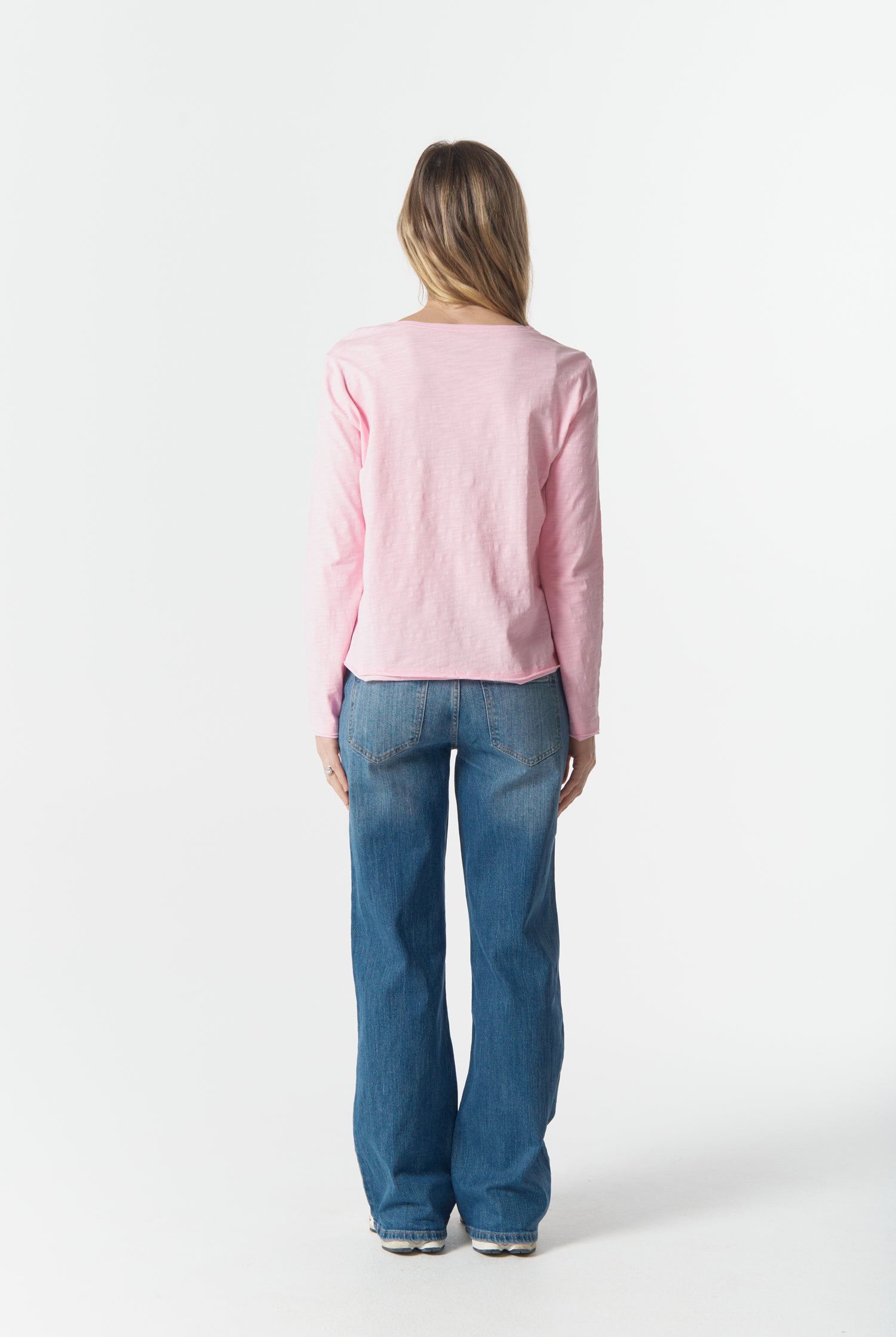 cloth+paper+scissors Tees The Front Split Long Sleeve Tee - Pink A Boo