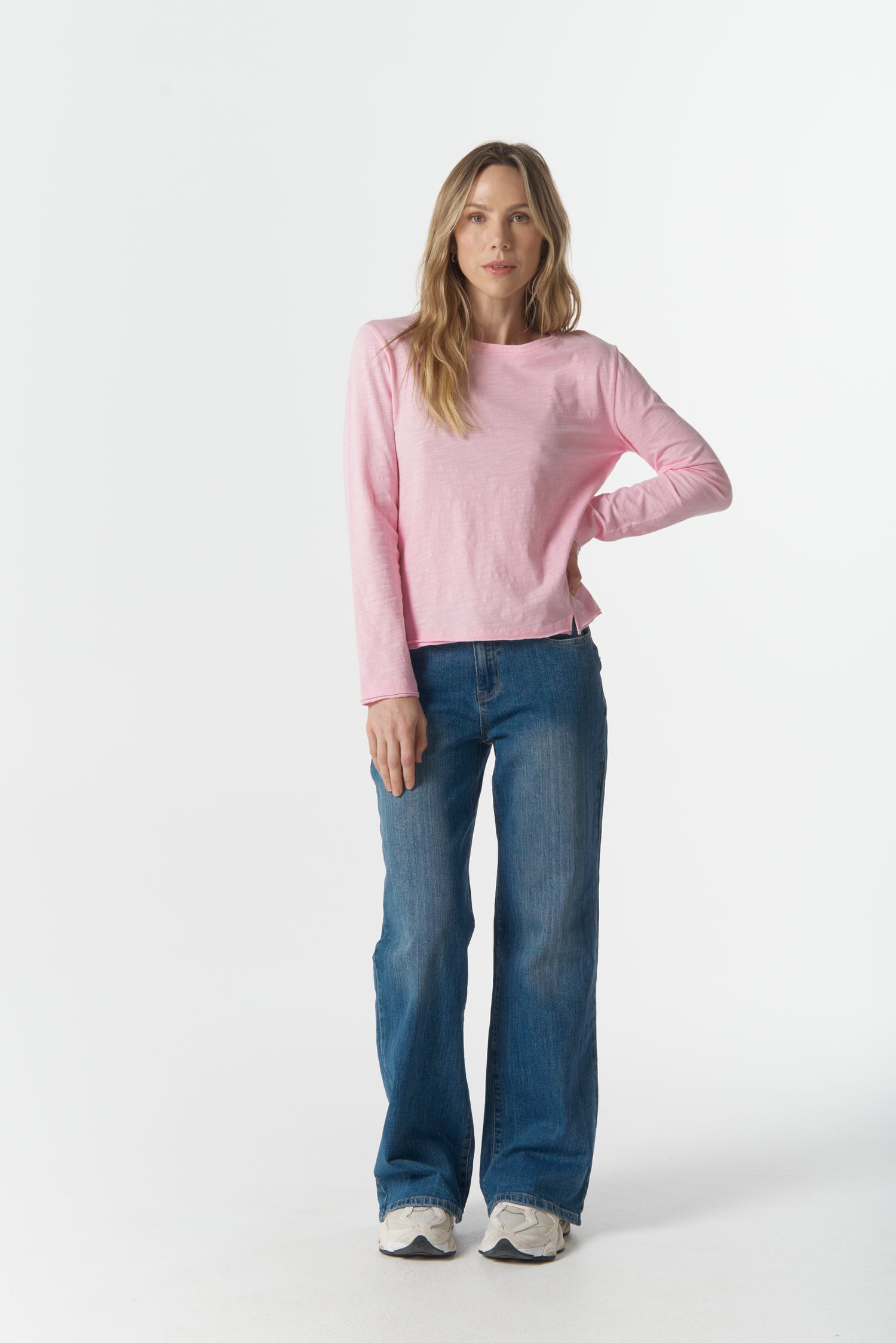 cloth+paper+scissors Tees The Front Split Long Sleeve Tee - Pink A Boo