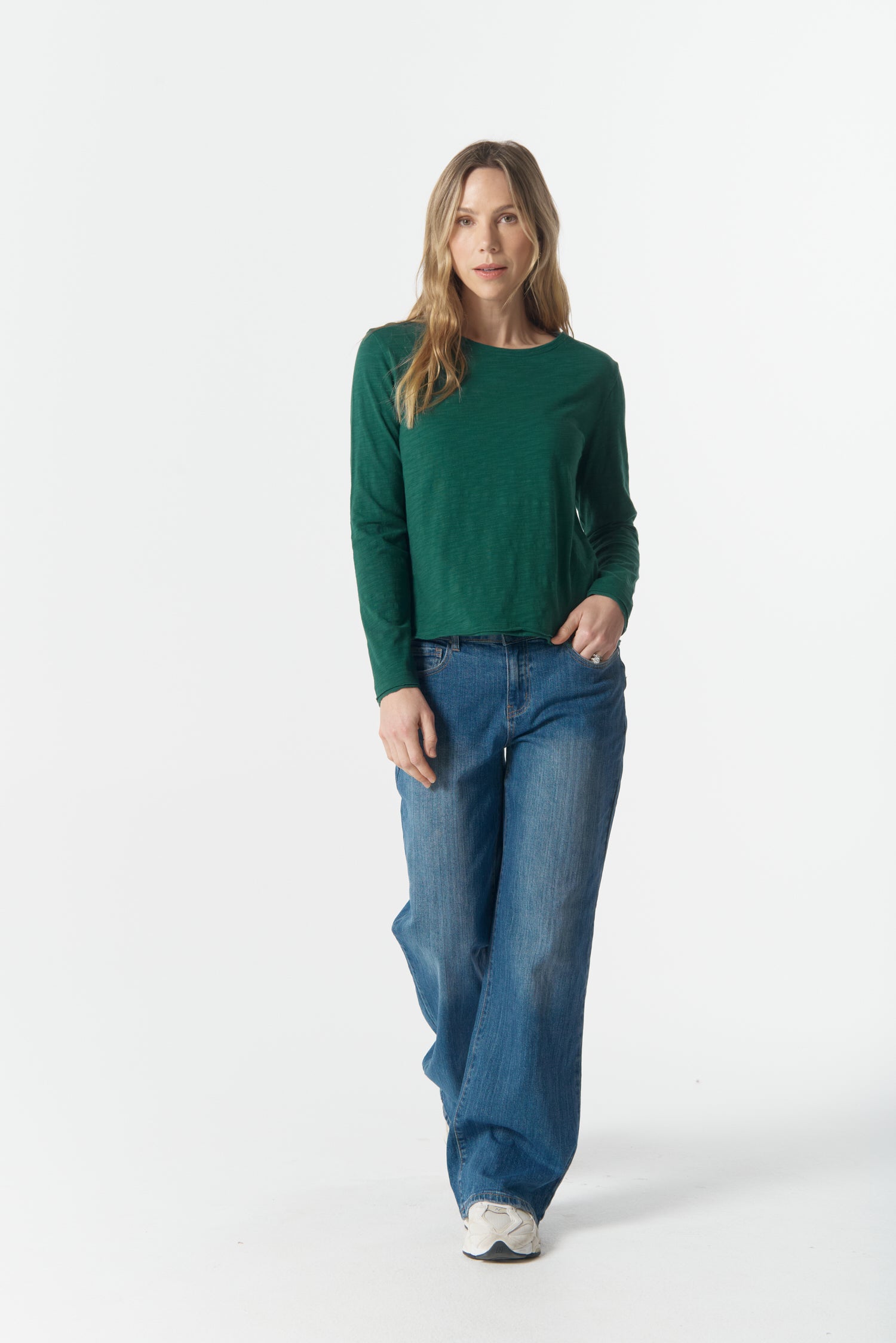 cloth+paper+scissors Tees The Front Split Long Sleeve Tee - Rainforest
