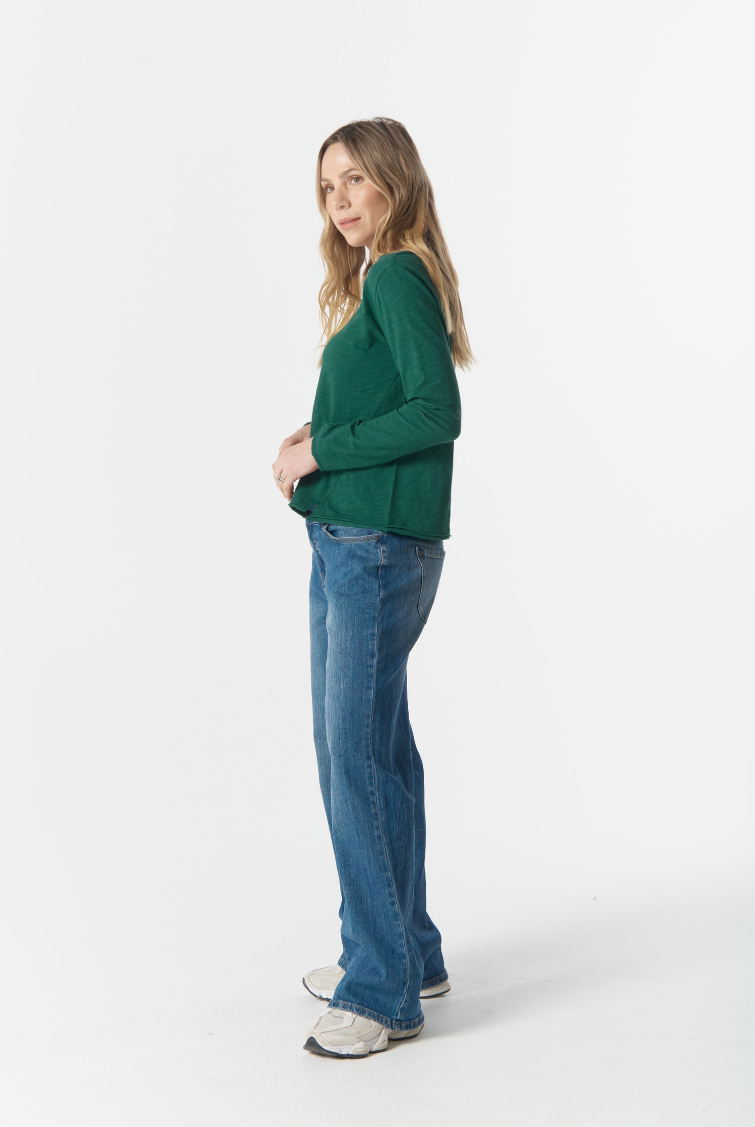 cloth+paper+scissors Tees The Front Split Long Sleeve Tee - Rainforest