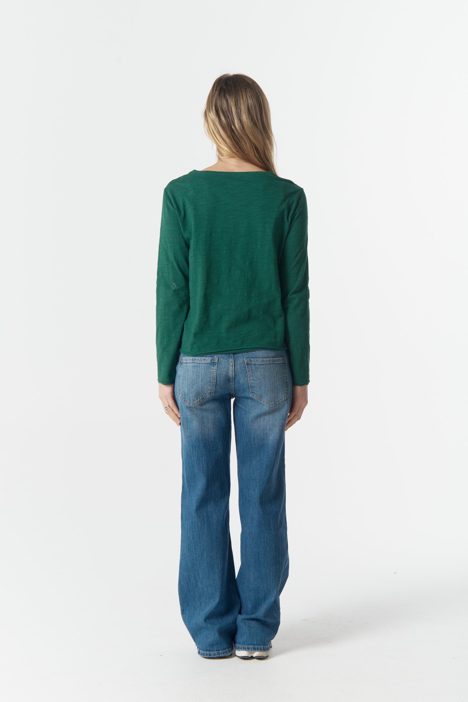 cloth+paper+scissors Tees The Front Split Long Sleeve Tee - Rainforest