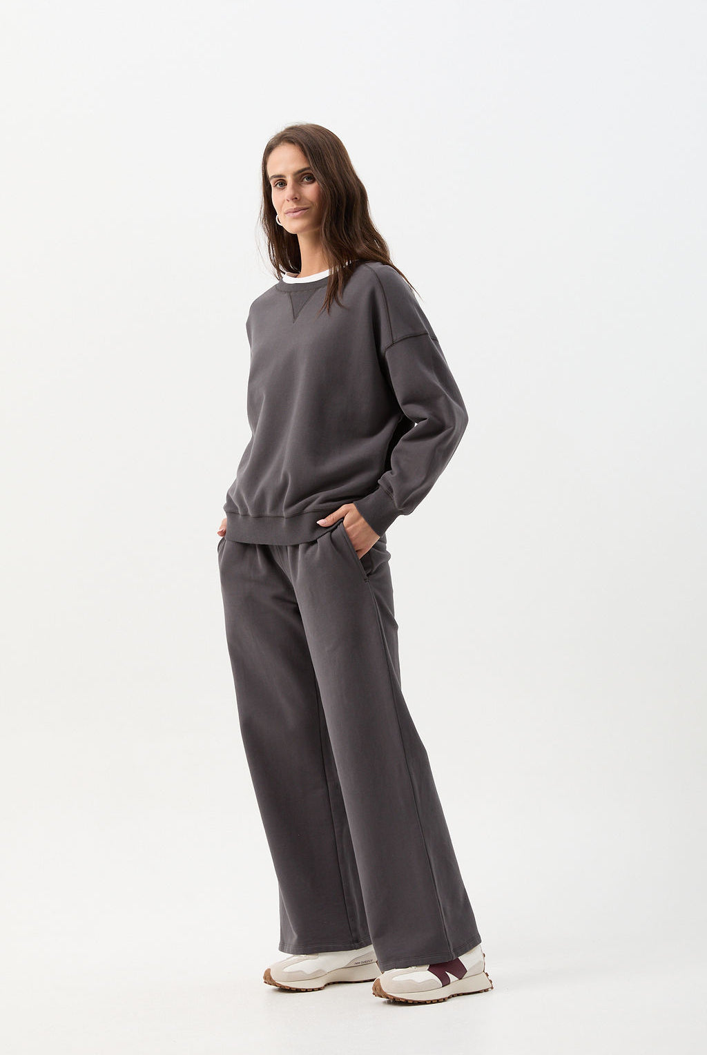Oversized Cotton Brushed Fleece Sweater - Pavement Grey by cloth+paper+scissors. Timeless women’s fashion using natural fibres and classic shapes