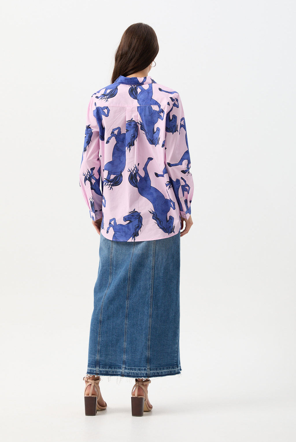 Oversized Cotton Shirt - Stallion Print by cloth+paper+scissors. Timeless women’s fashion using natural fibres and classic shapes