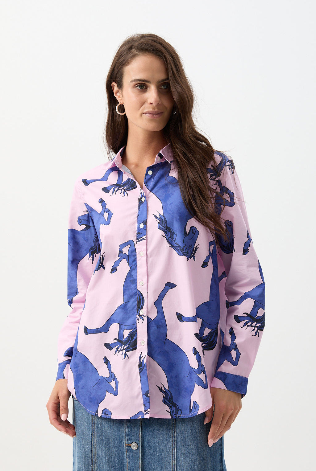 Oversized Cotton Shirt - Stallion Print by cloth+paper+scissors. Timeless women’s fashion using natural fibres and classic shapes