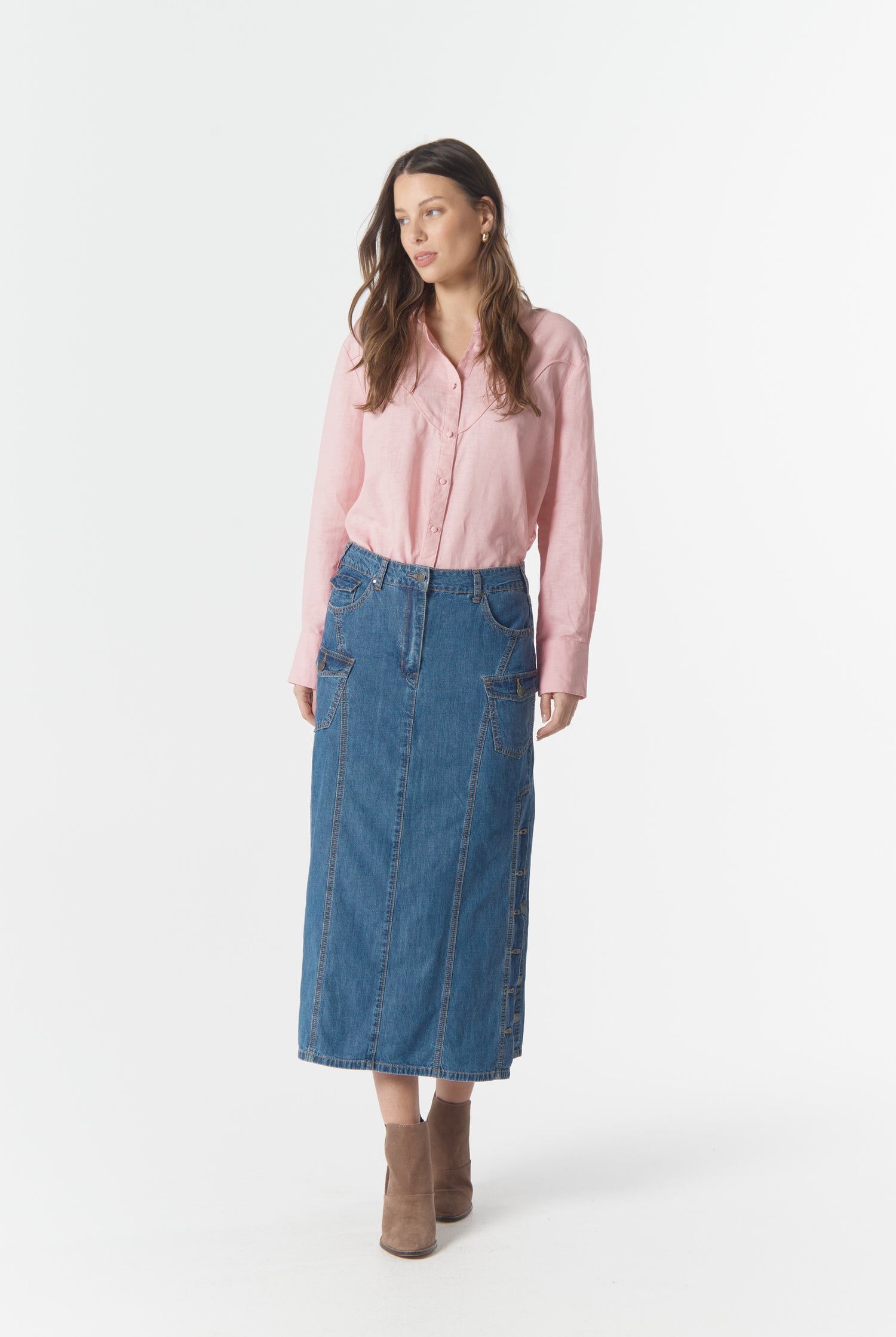 cloth+paper+scissors Blouses Cowgirl Yoke Shirt - Pink A Boo