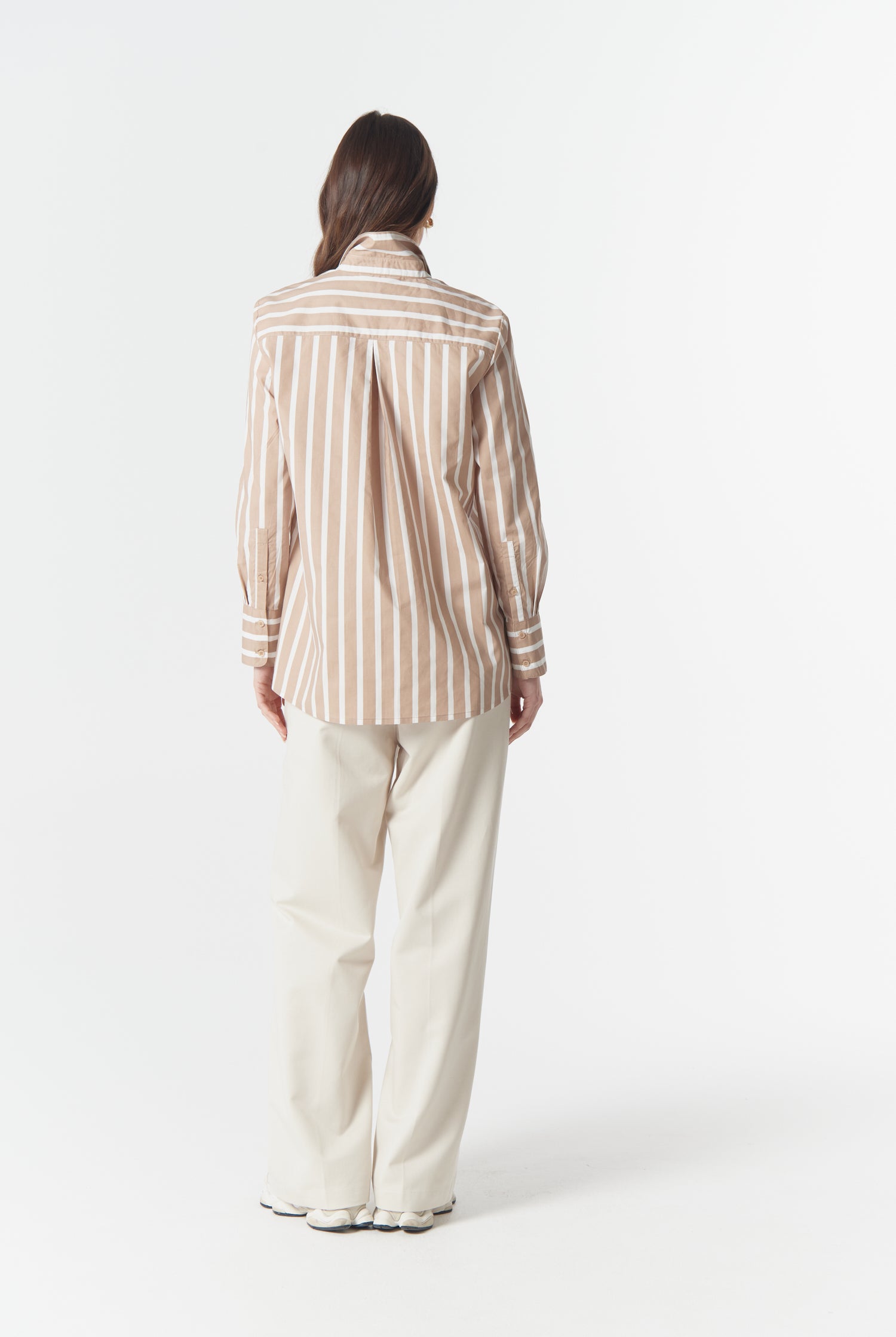 cloth+paper+scissors Blouses Most Wanted Striped Shirt - Camel/White