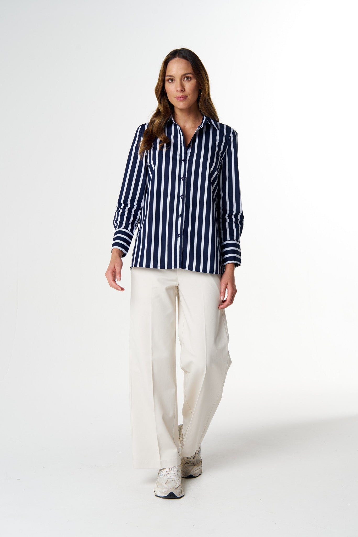 cloth+paper+scissors Blouses Most Wanted Striped Shirt - Bright Navy/White