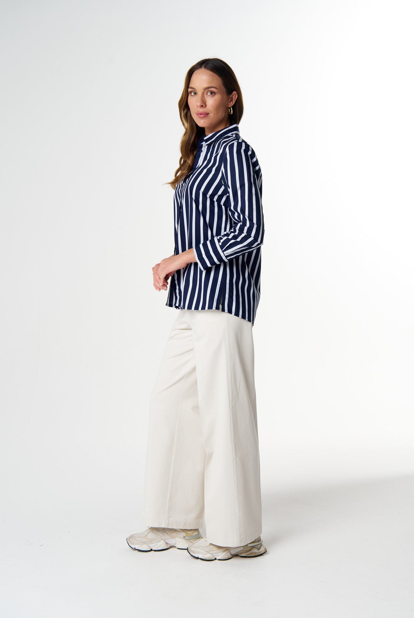 cloth+paper+scissors Blouses Most Wanted Striped Shirt - Bright Navy/White