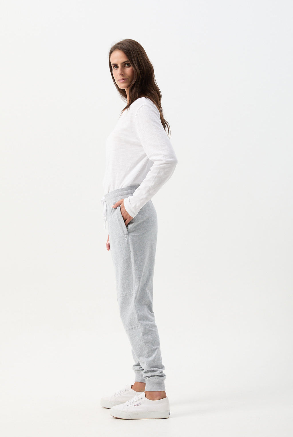 Back By Demand Cotton Jogger - Grey Marle by cloth+paper+scissors. Timeless women’s fashion using natural fibres and classic shapes