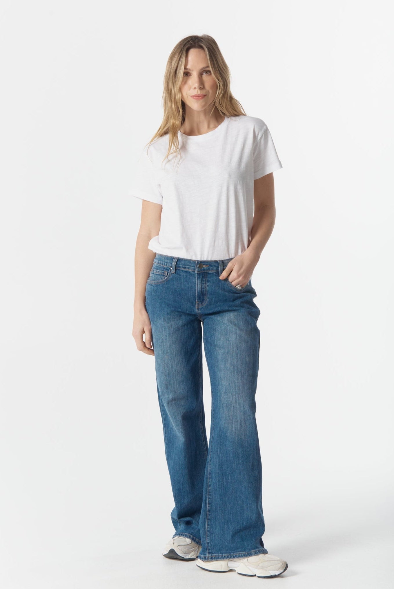 Mid Rise Wide Leg Jean - Denim Blue by cloth+paper+scissors. Timeless women’s fashion using natural fibres and classic shapes