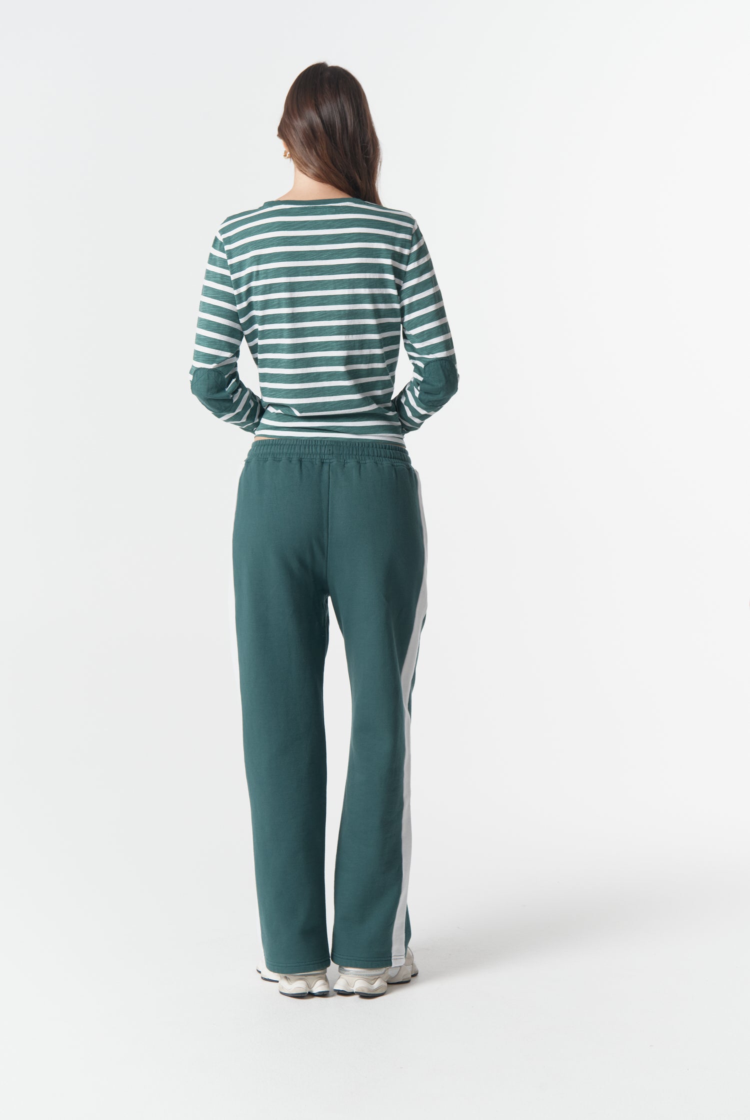 cloth+paper+scissors Bottoms Track Stripe Trackie - Rainforest/White