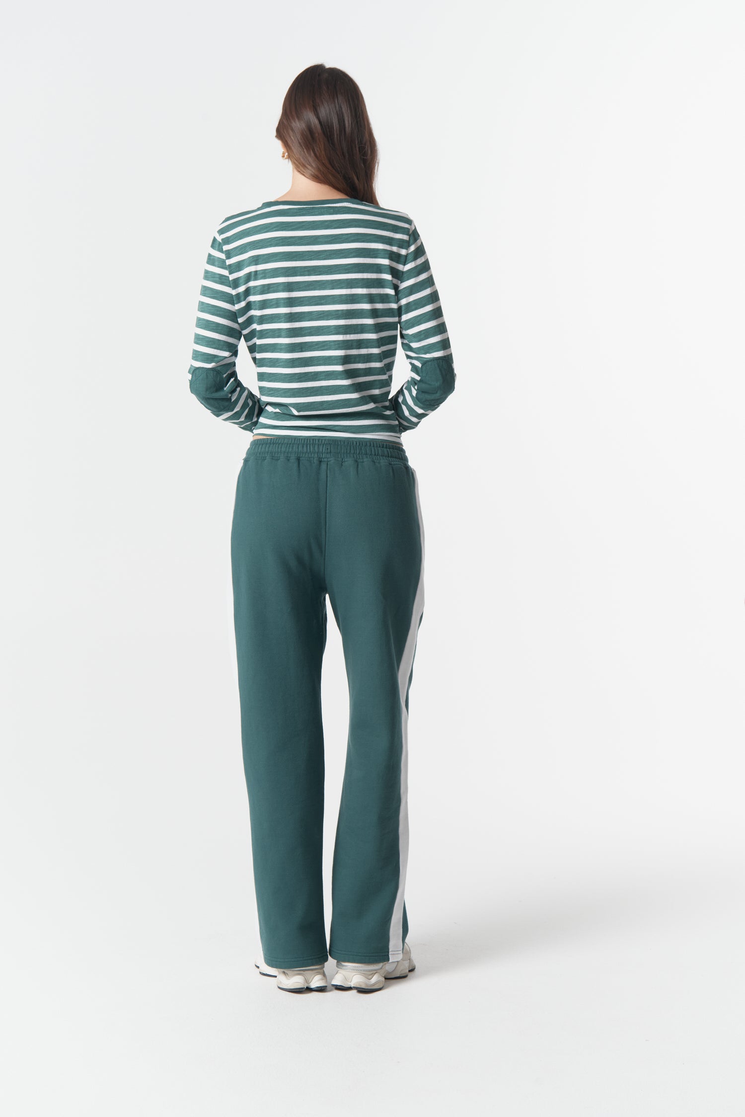 cloth+paper+scissors Bottoms Track Stripe Trackie - Rainforest/White