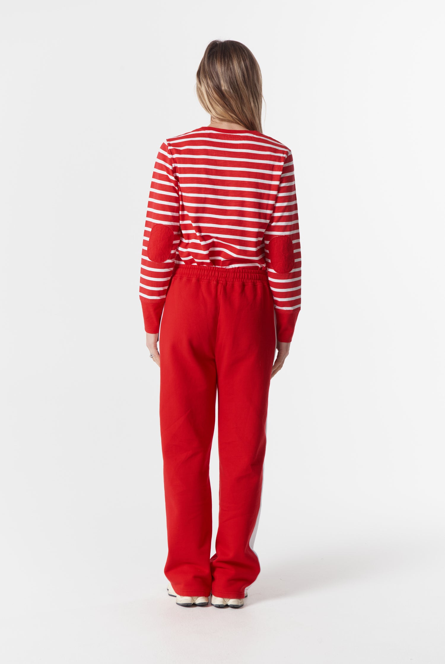cloth+paper+scissors Bottoms Track Stripe Trackie - Salsa/White