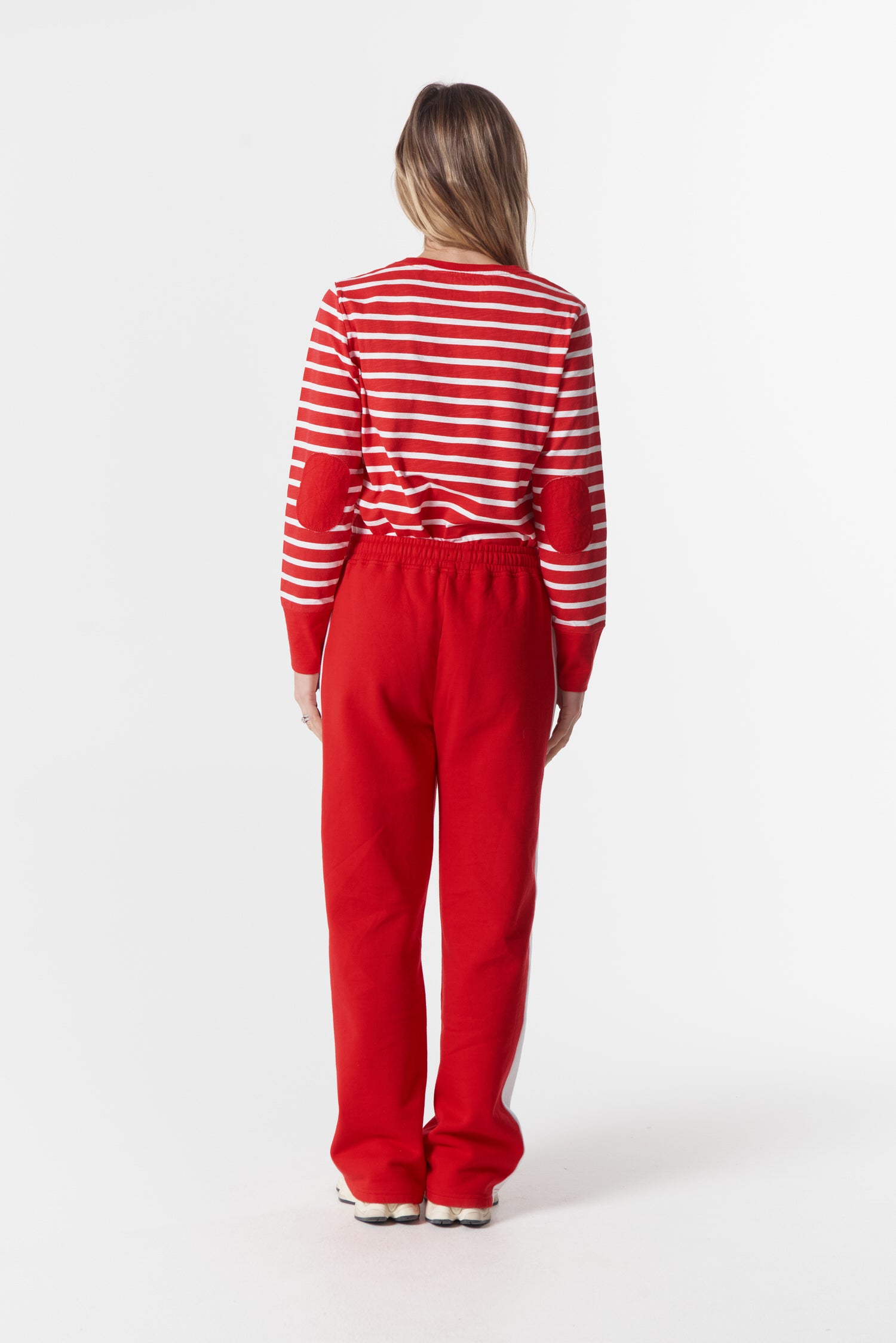 cloth+paper+scissors Bottoms Track Stripe Trackie - Salsa/White