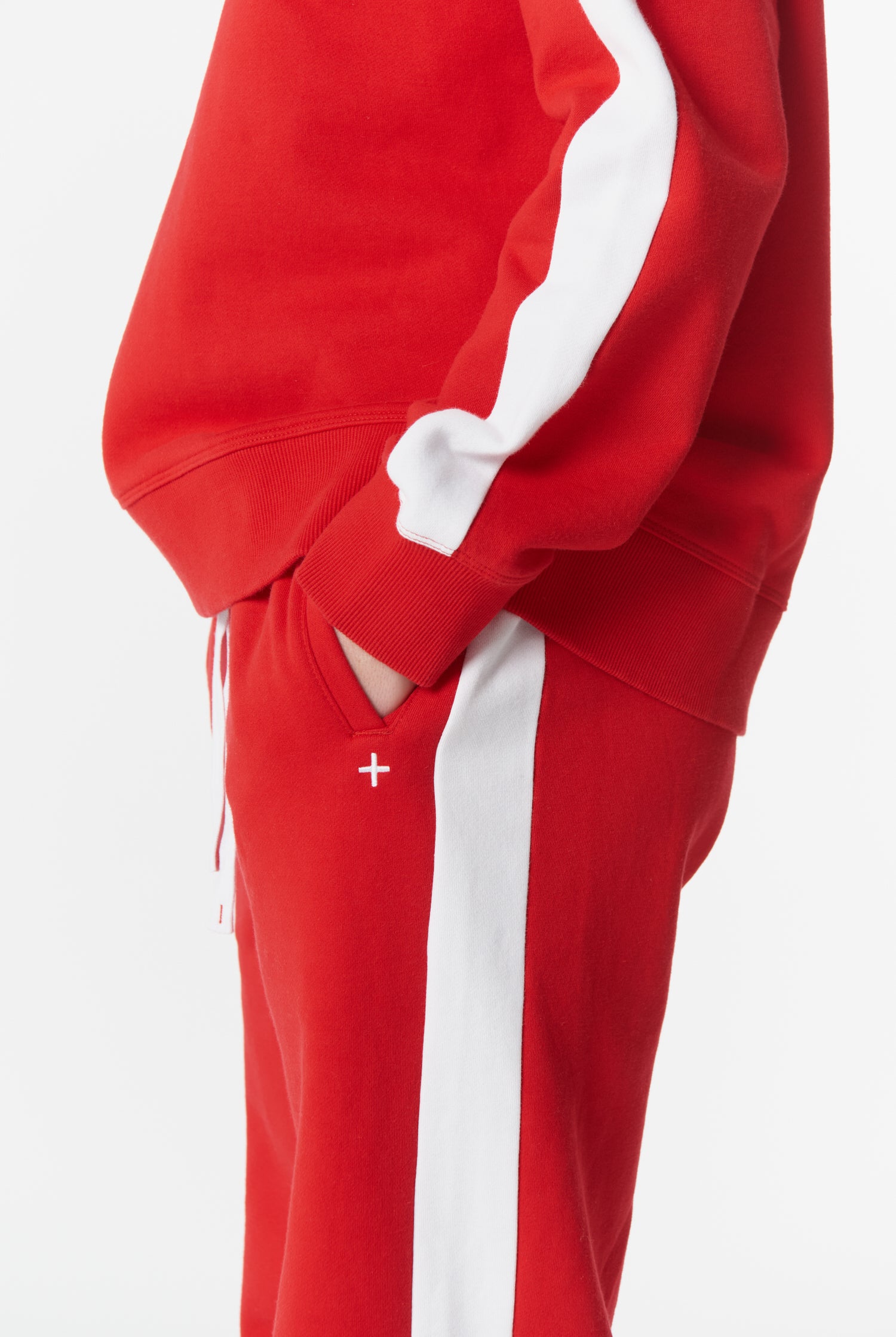 cloth+paper+scissors Bottoms Track Stripe Trackie - Salsa/White