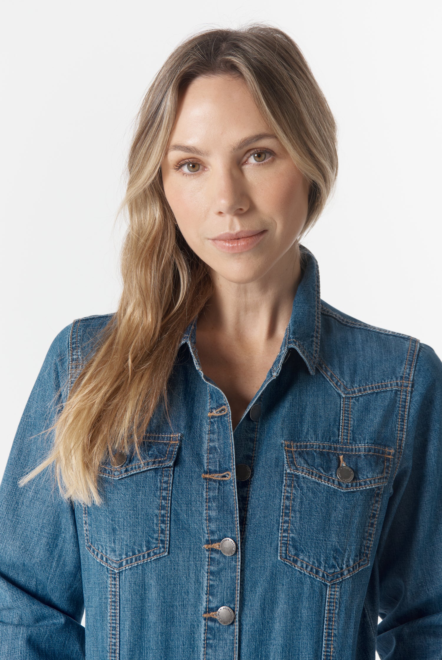 cloth+paper+scissors Dresses Dusty Rose Denim Dress - Denim Blue