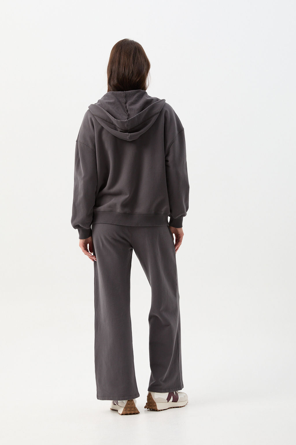cloth+paper+scissors Rugbys Cotton Brushed Fleece Full Zip Hooded Jacket - Pavement Grey