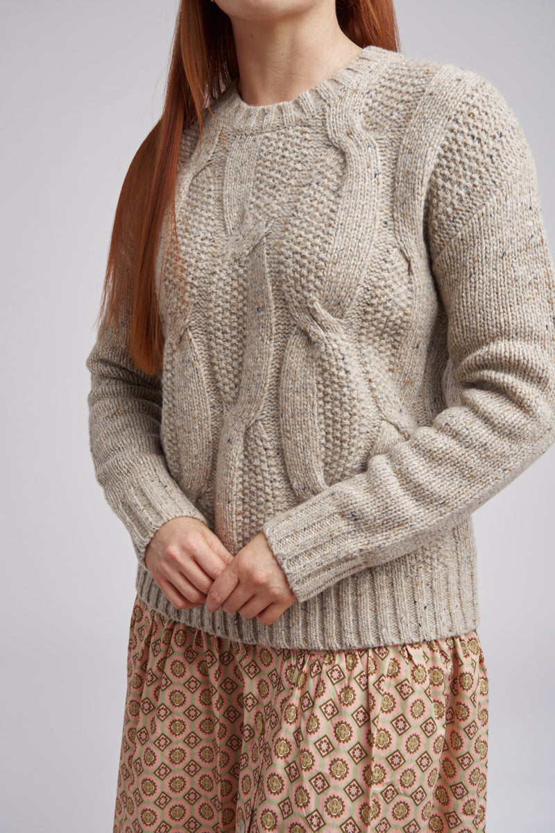 Cable Knit Chunky Jumper Oat Cake