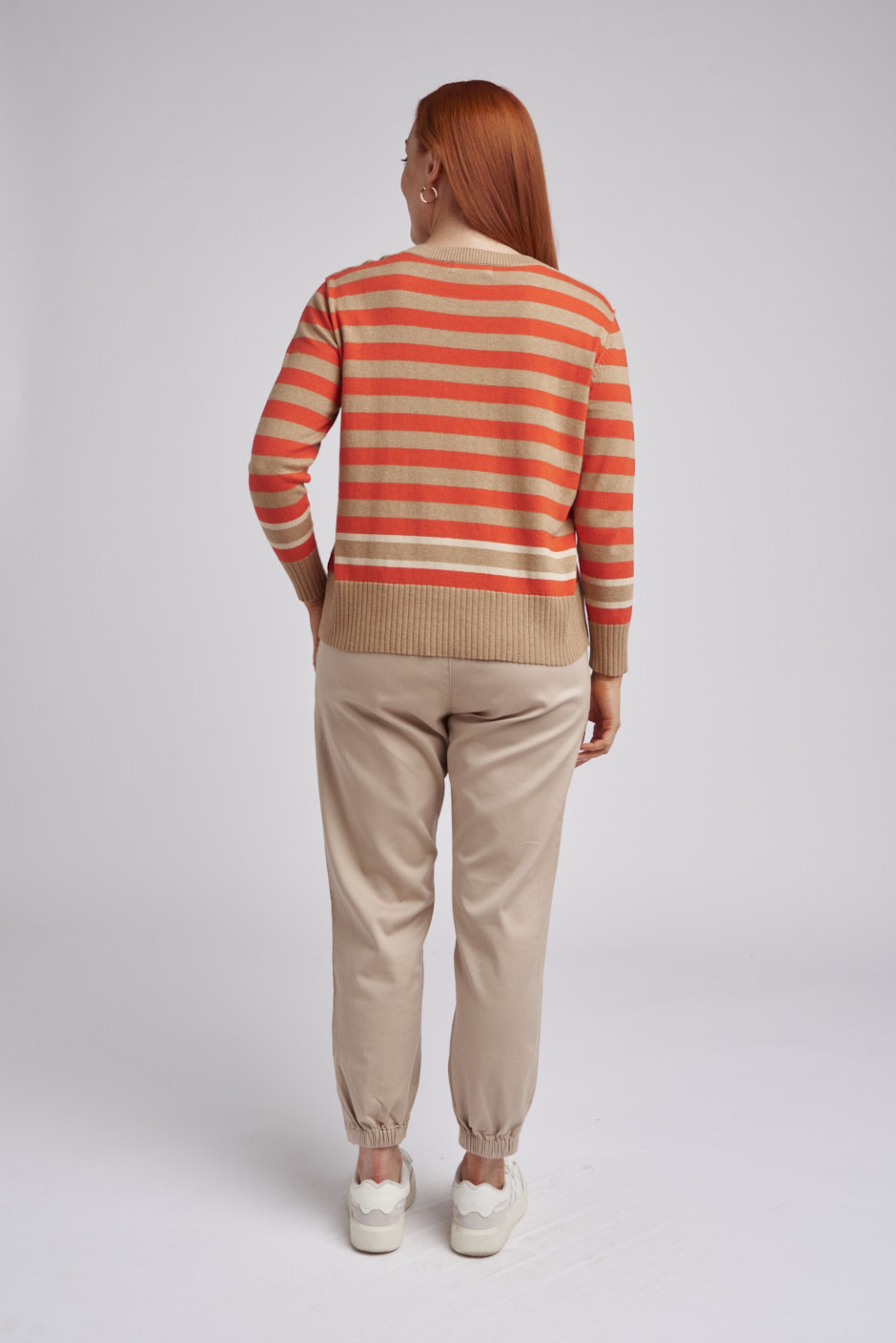 cloth+paper+scissors Knitwear Striped Knit Jumper - Raffia/Red/Latte