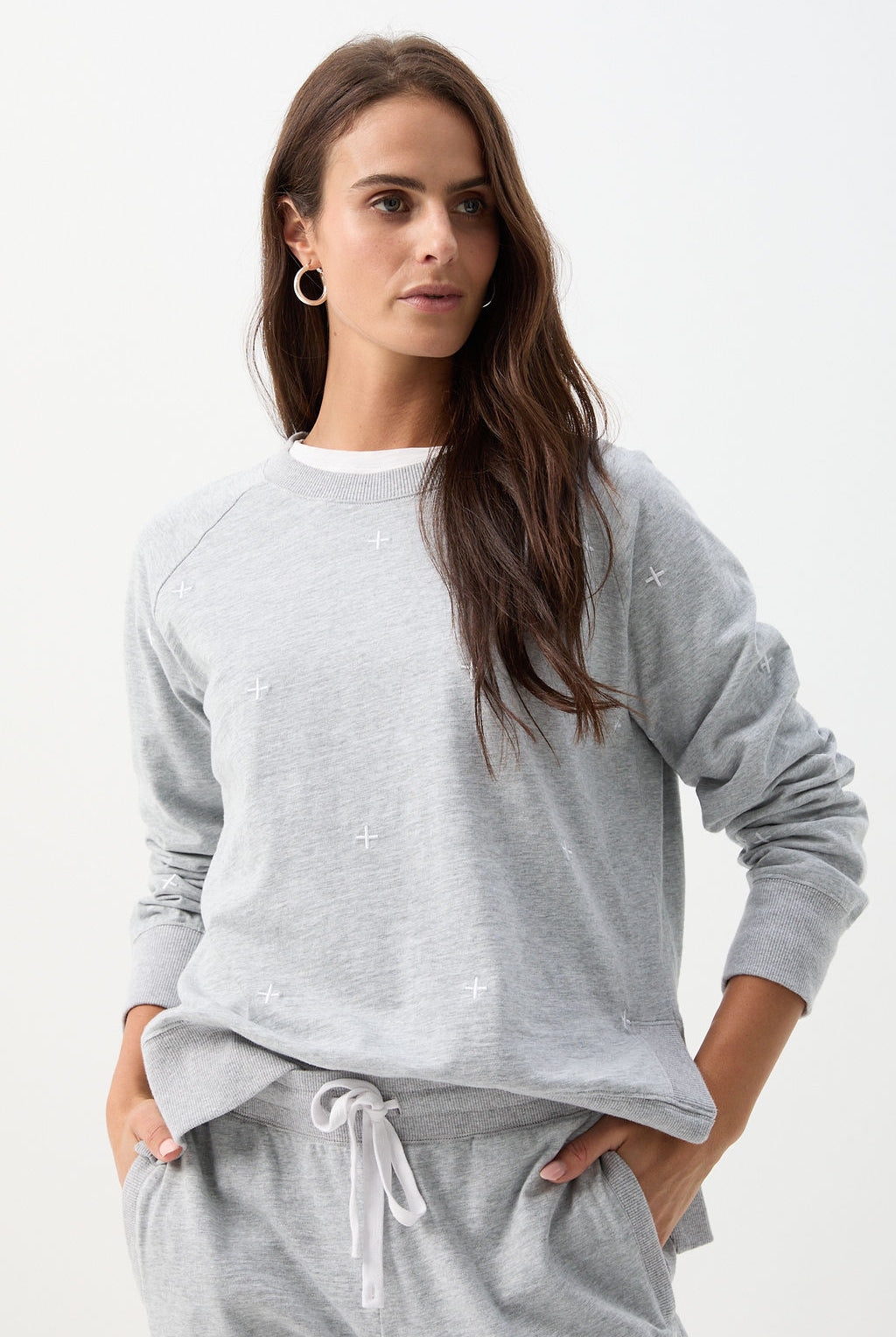 cloth+paper+scissors Rugbys My Fave Cotton Cross Sweater - Grey Marle