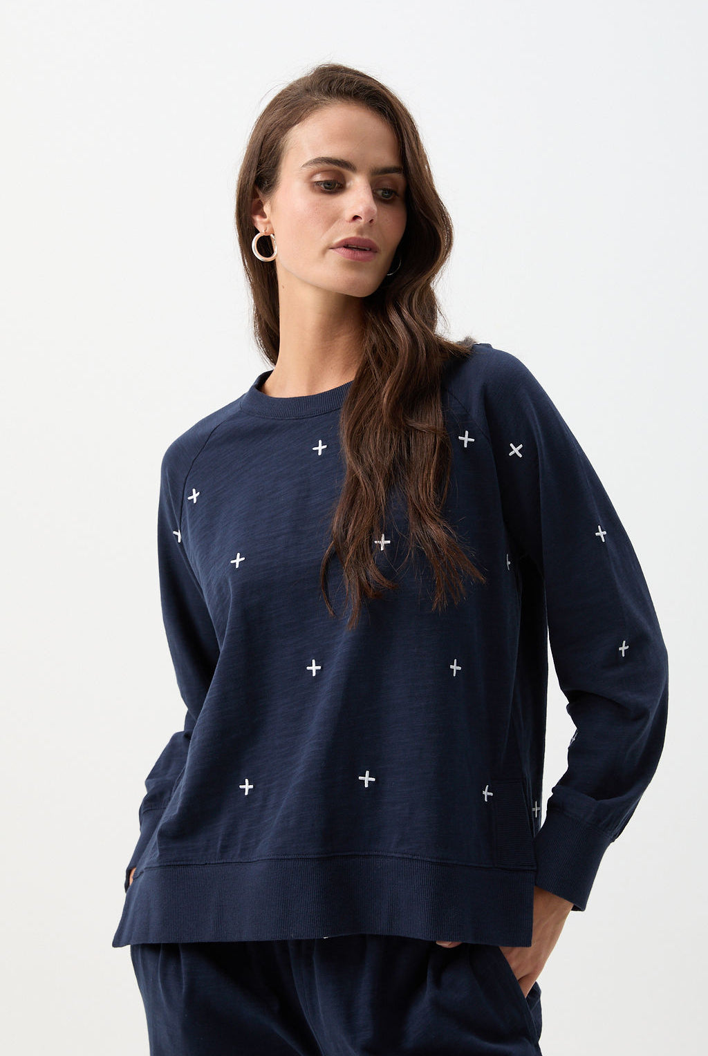 cloth+paper+scissors Rugbys My Fave Cotton Cross Sweater - Parisian Night